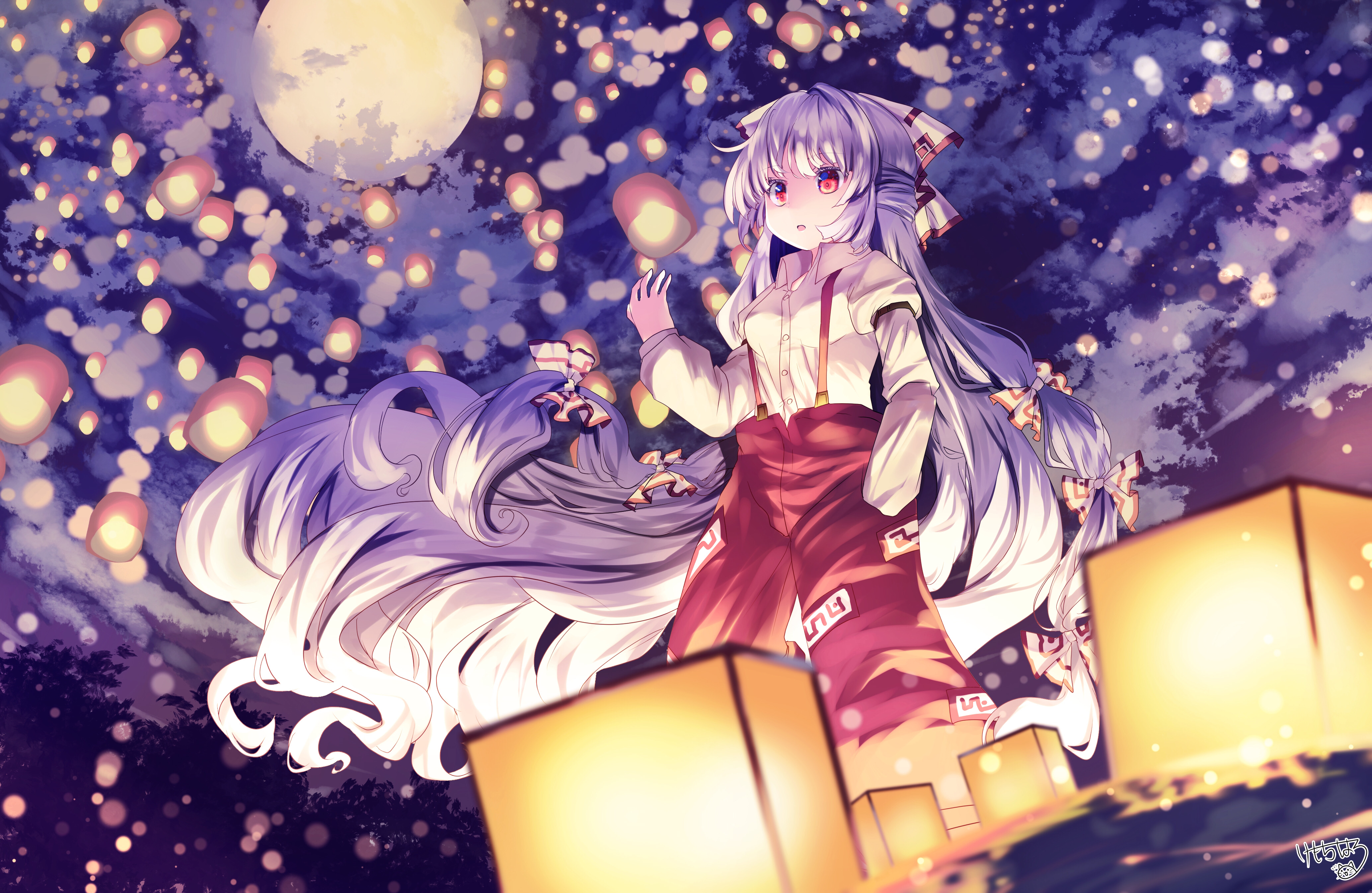 Fujiwara No Mokou 4K Art Wallpapers