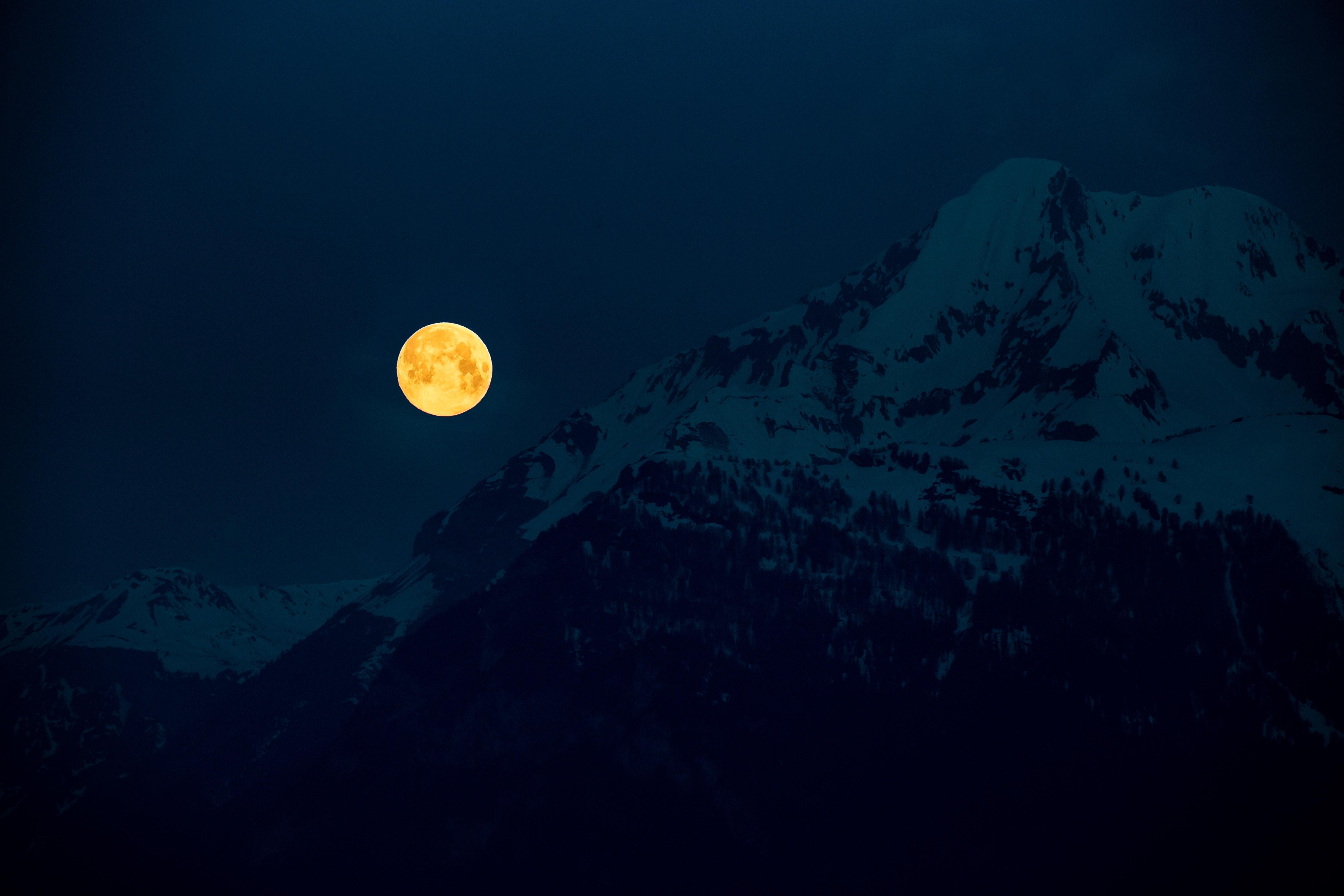 Full Moon Night Near Lake Wallpapers