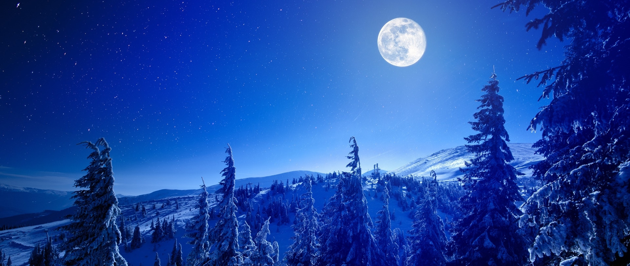 Full Moon Over Lakeside Cabin Wallpapers