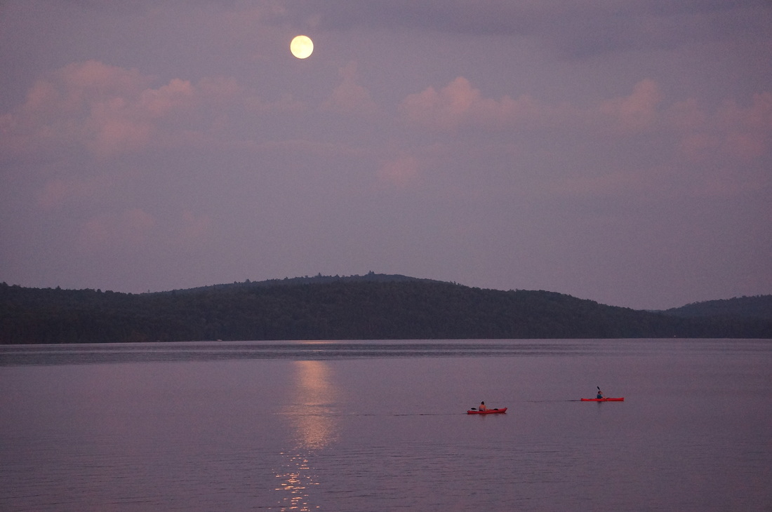 Full Moon Over Lakeside Cabin Wallpapers