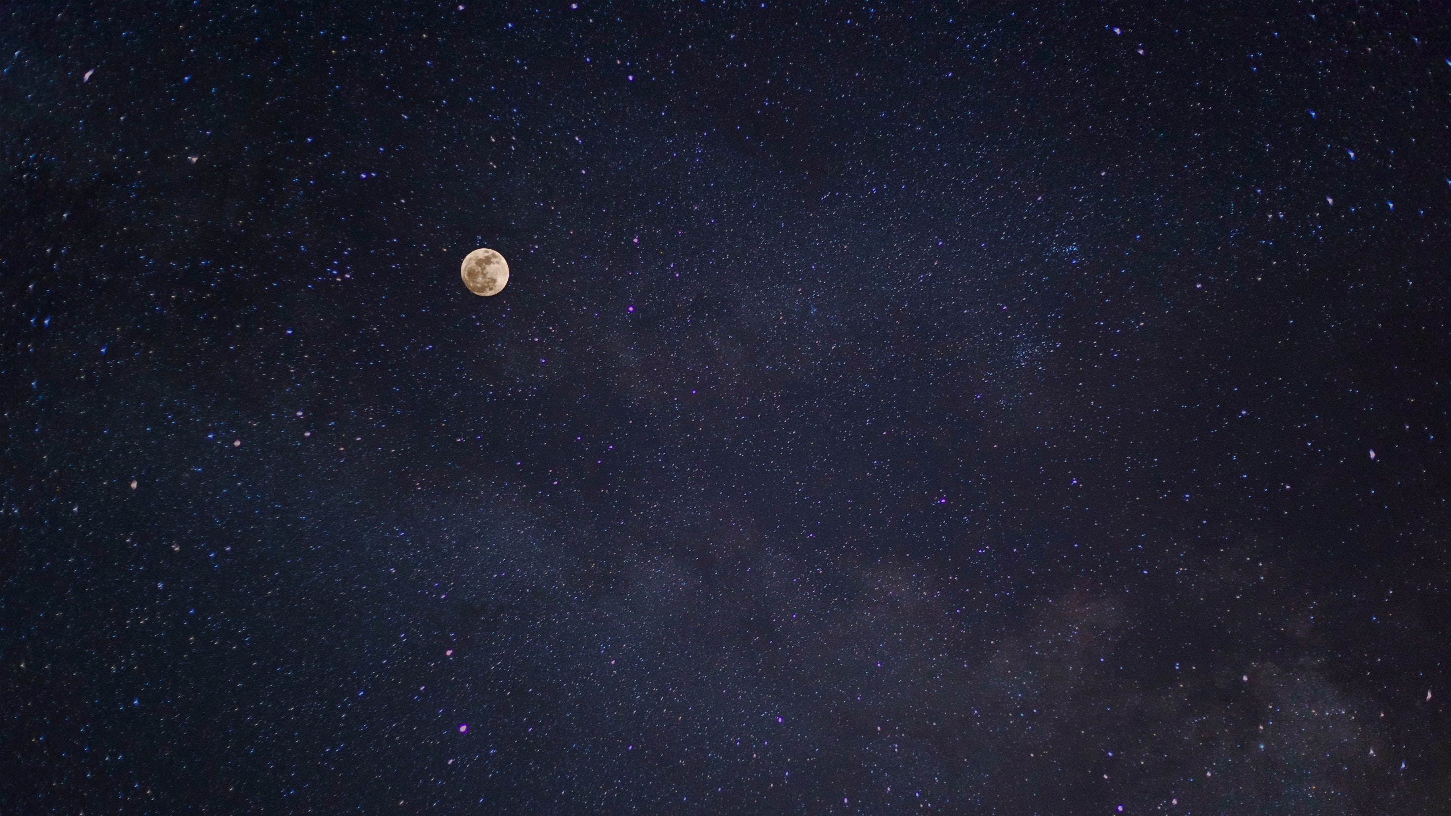 Full Moon Over Mountain On Starry Night Wallpapers