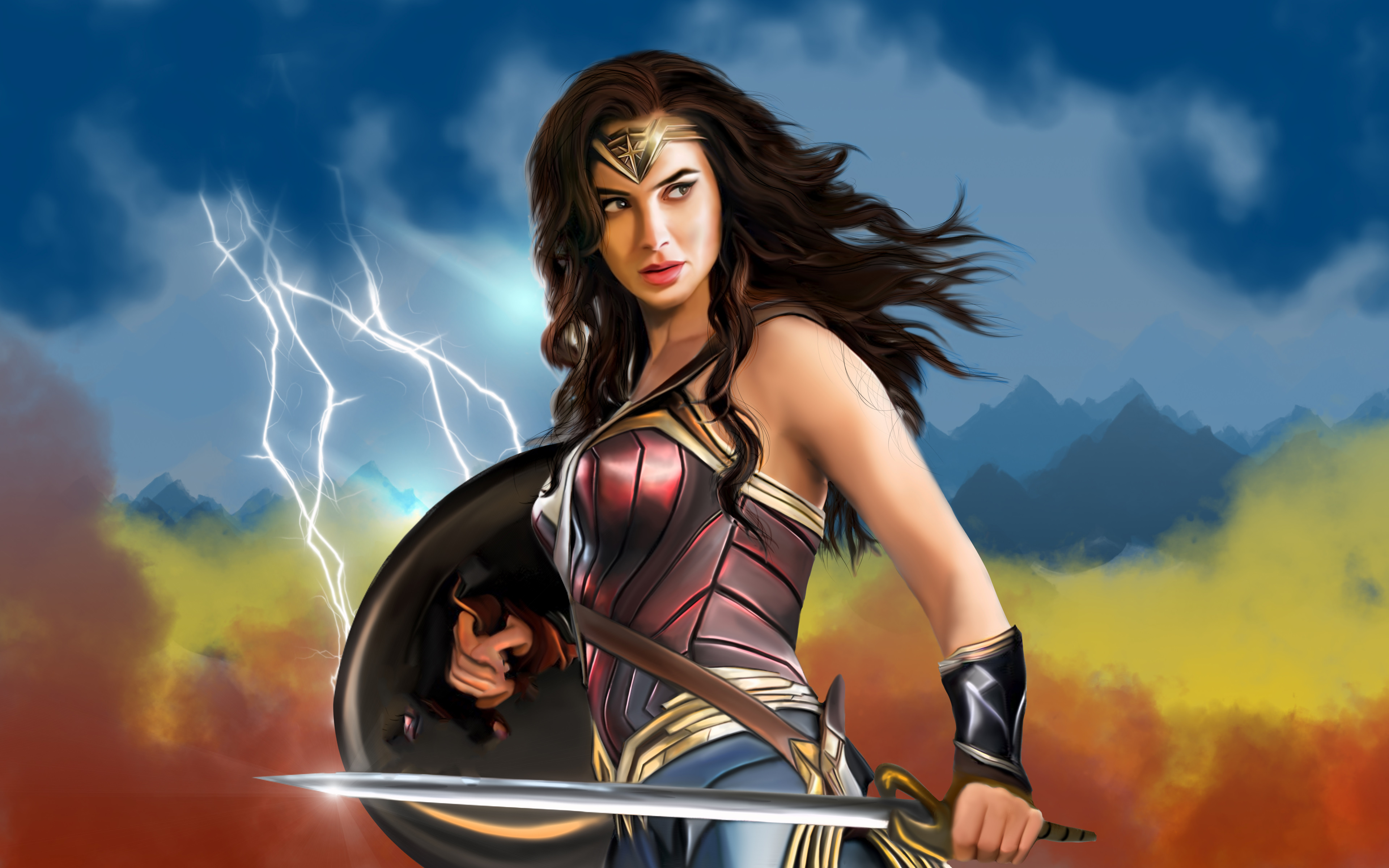 Gal Gadot Wonder Woman Digital Draw Wallpapers