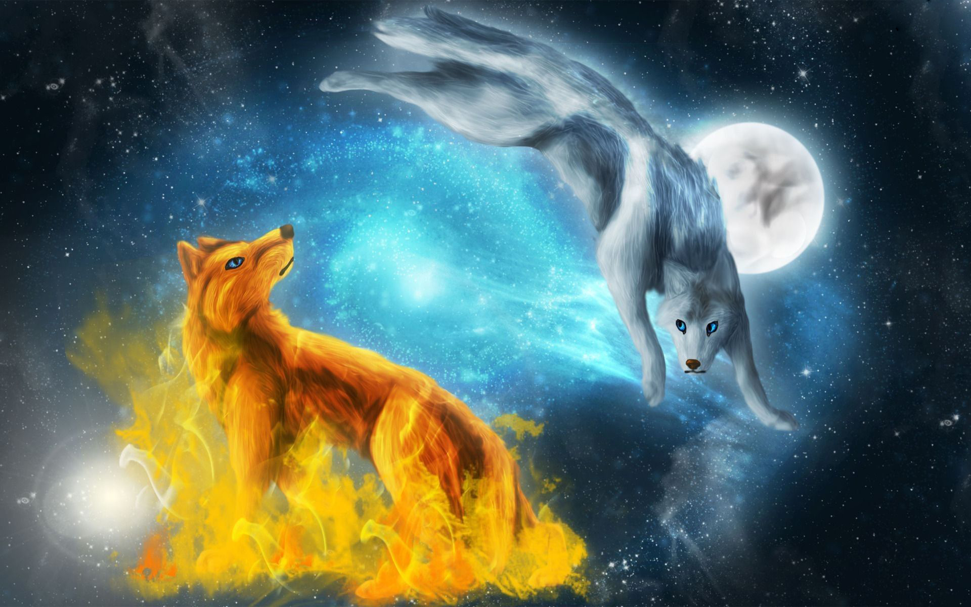 Galaxy Cute Wolf Drawings Wallpapers