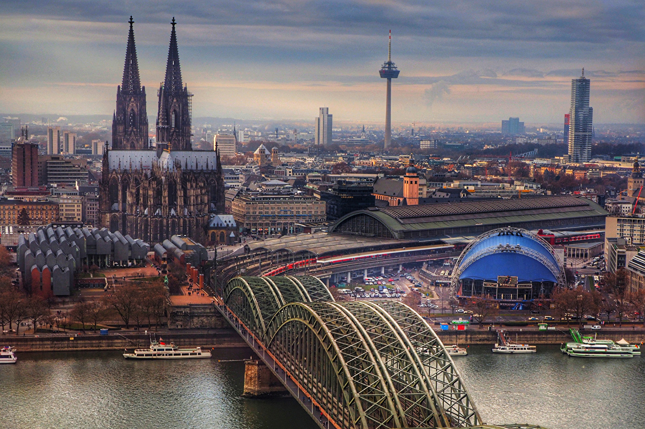 Germany Cologne Bridge Building City Wallpapers