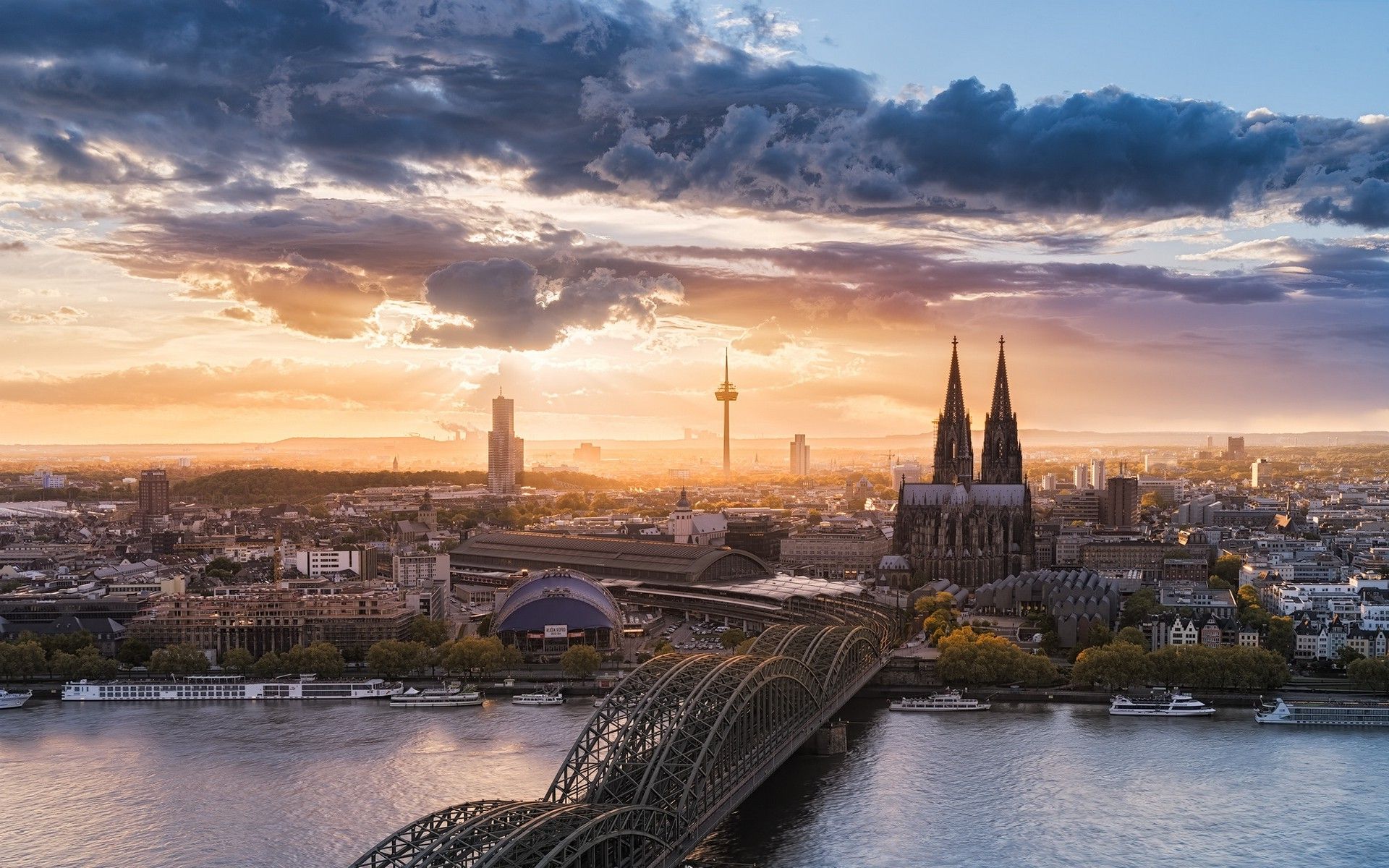 Germany Cologne Bridge Building City Wallpapers