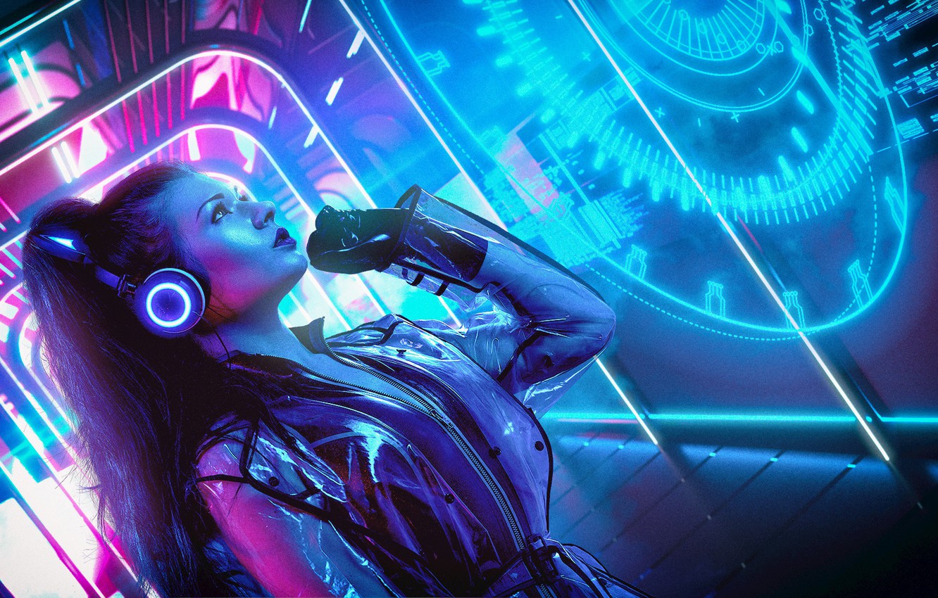 Girl And Synth Retro Wave Wallpapers