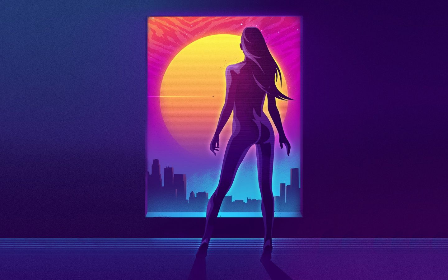 Girl And Synth Retro Wave Wallpapers