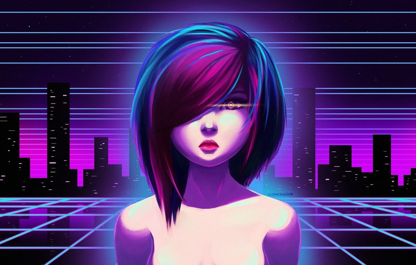 Girl And Synth Retro Wave Wallpapers