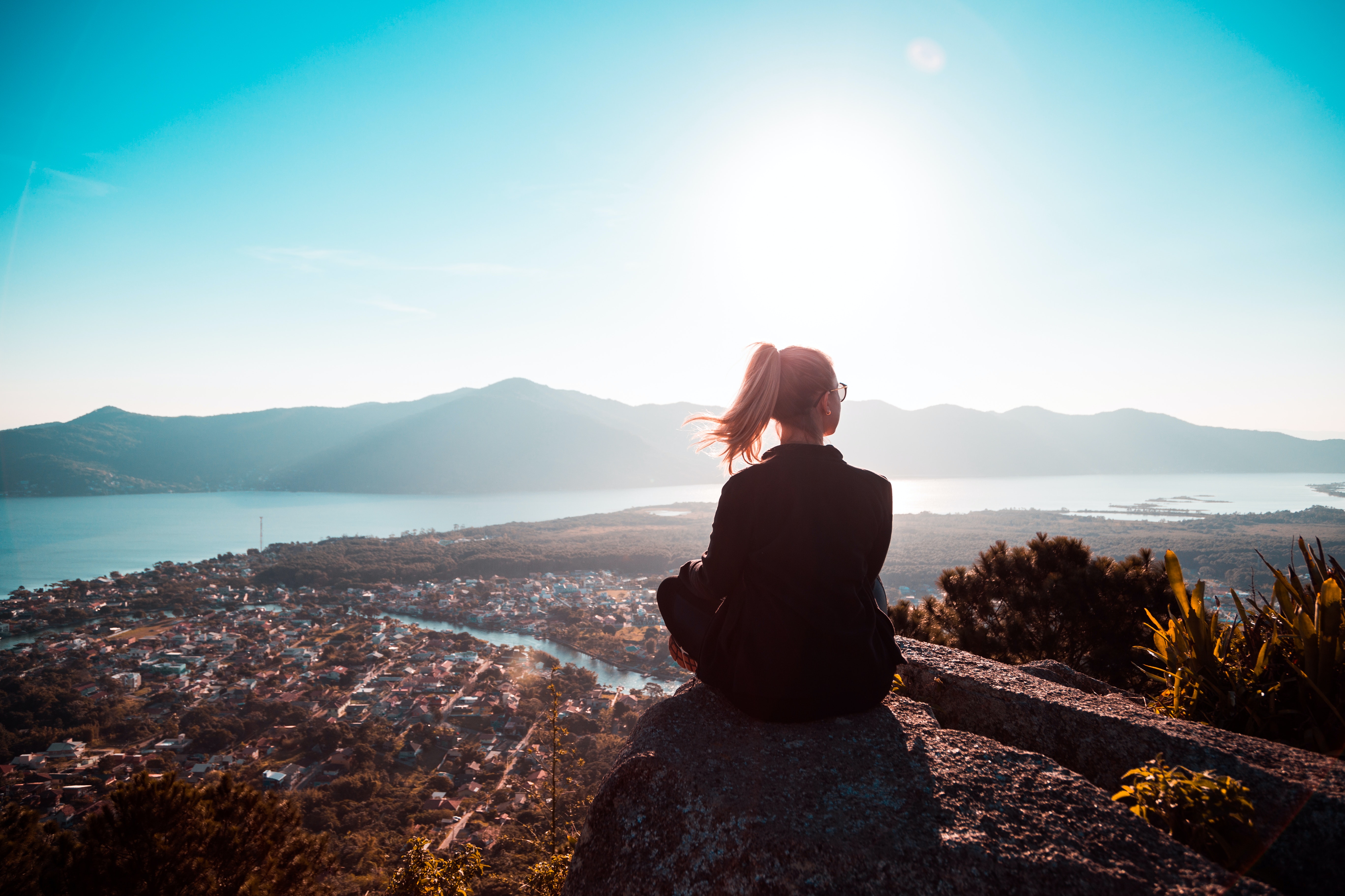 Girl At Tip Of Mountain Wallpapers