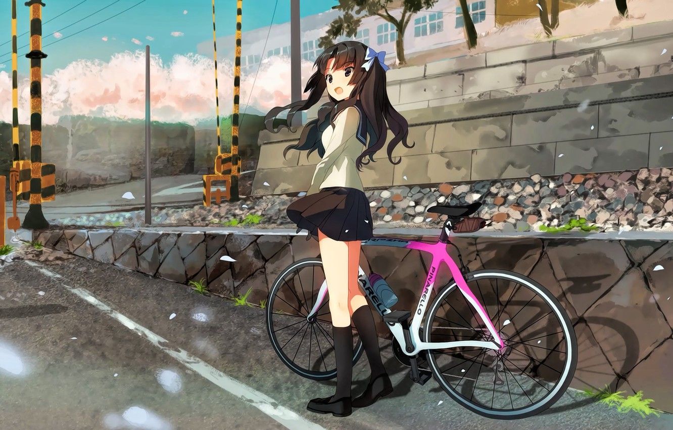 Girl Cycling Near Sea 4K Wallpapers