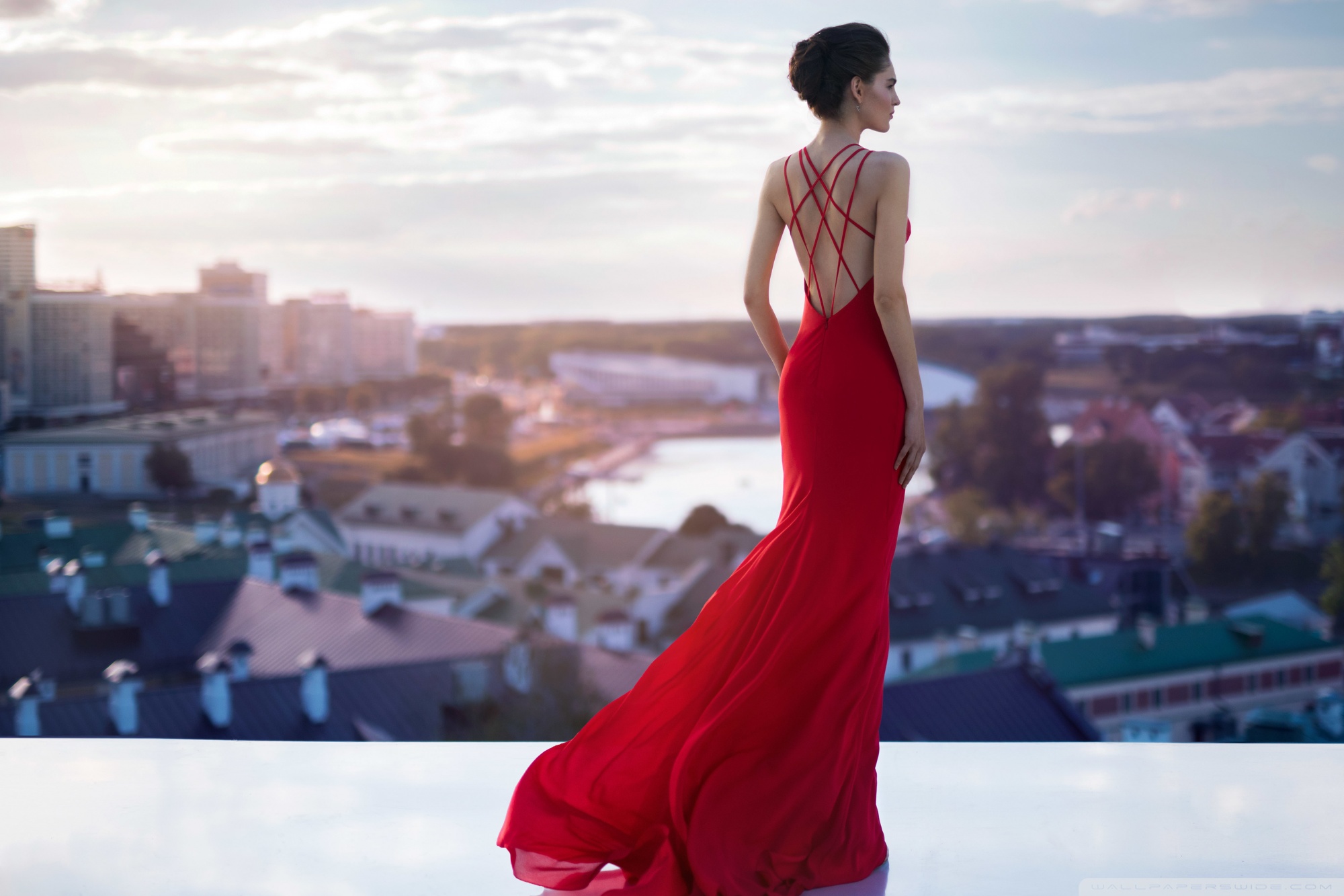Girl In Backless Dress Wallpapers