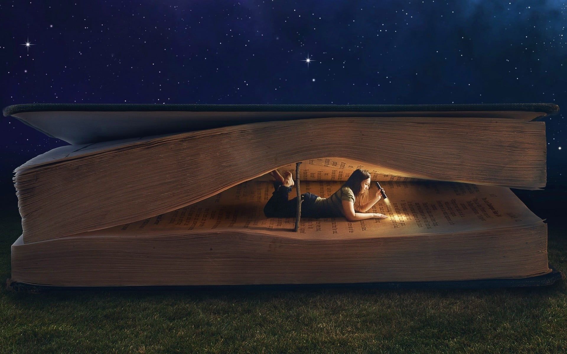 Girl Reading Book Fantasy Art
 Wallpapers