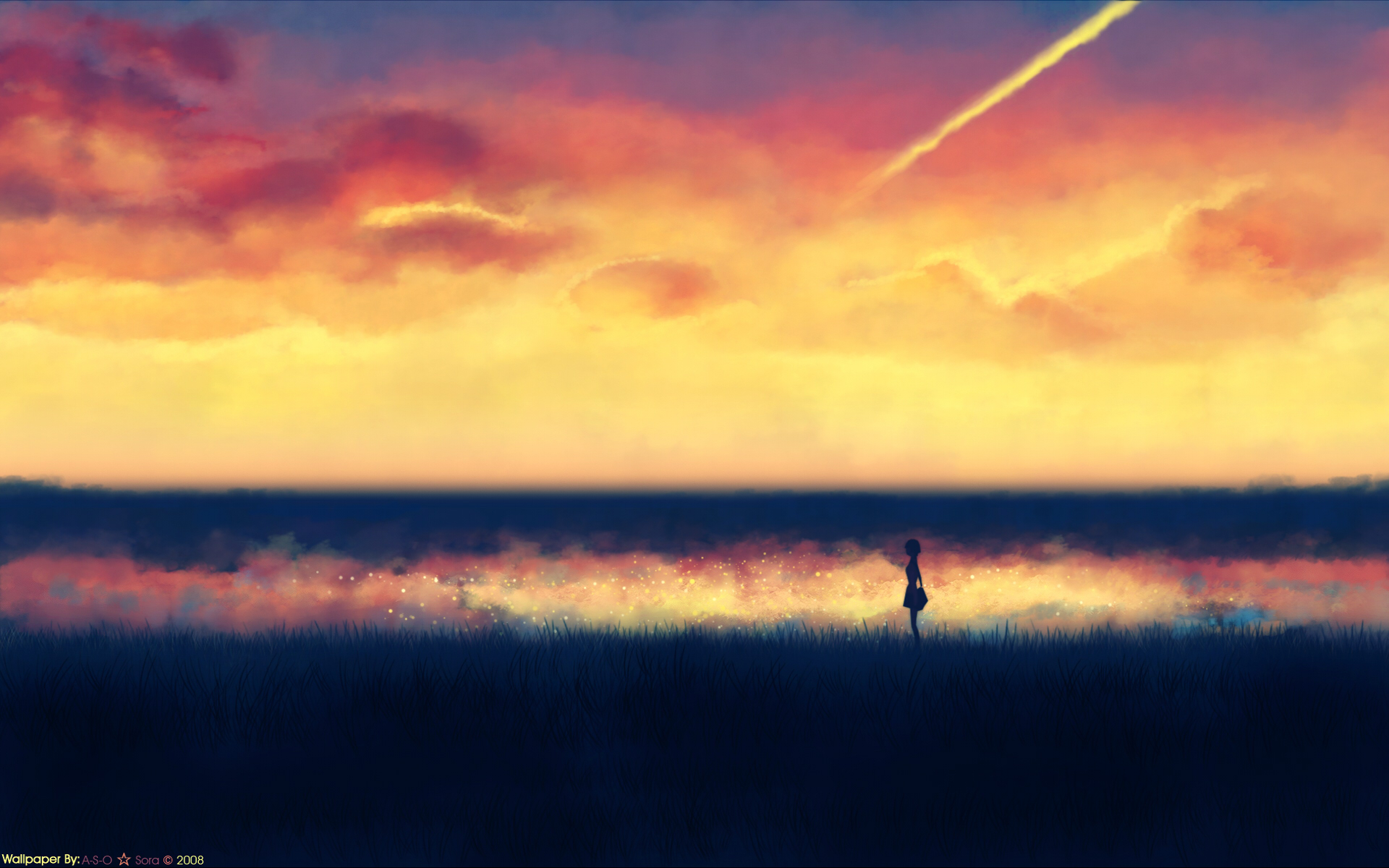 Girl Waiting For Sunset Art
 Wallpapers