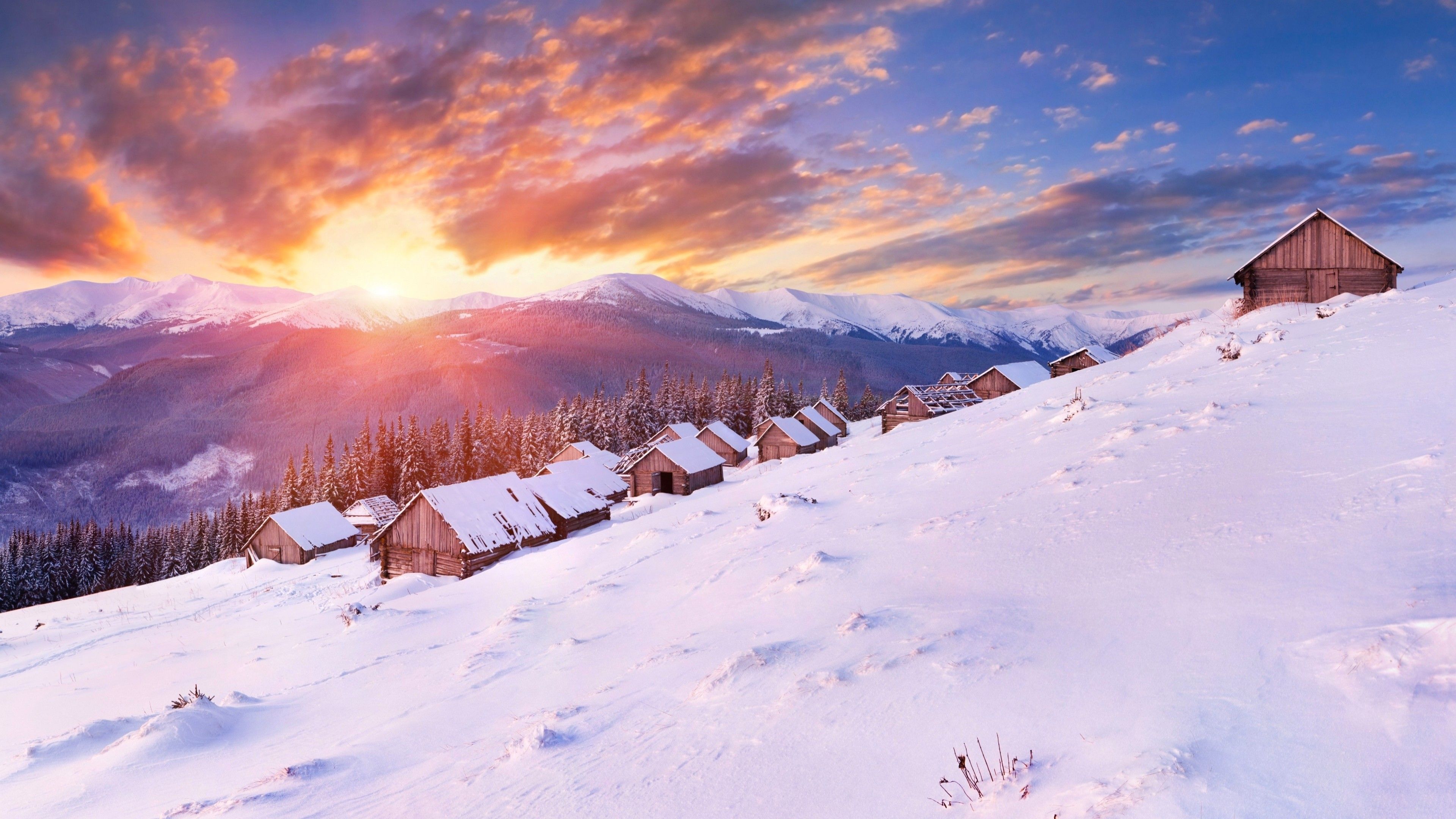 Glacier Hills At Winter Wallpapers