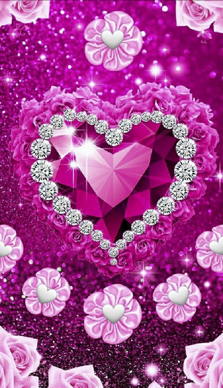 Glitter Pink Heart Wallpapers