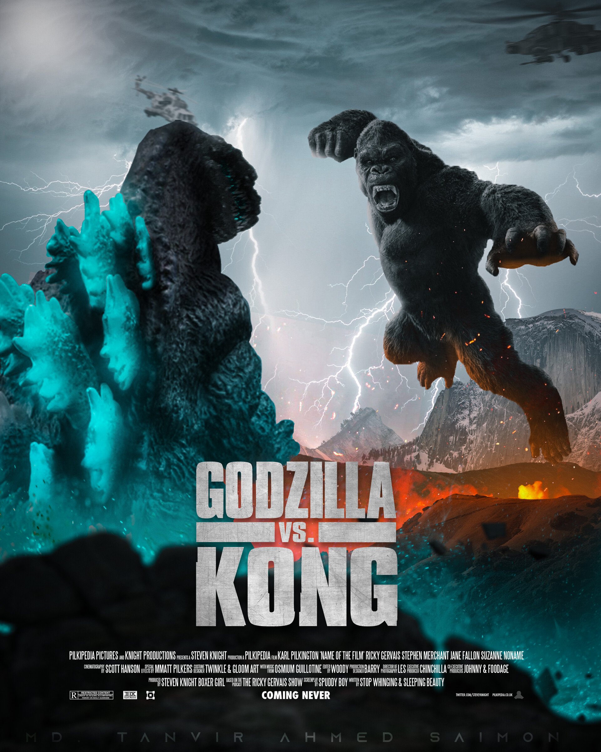 Godzilla Vs Kong King Characters Fan Poster Wallpapers