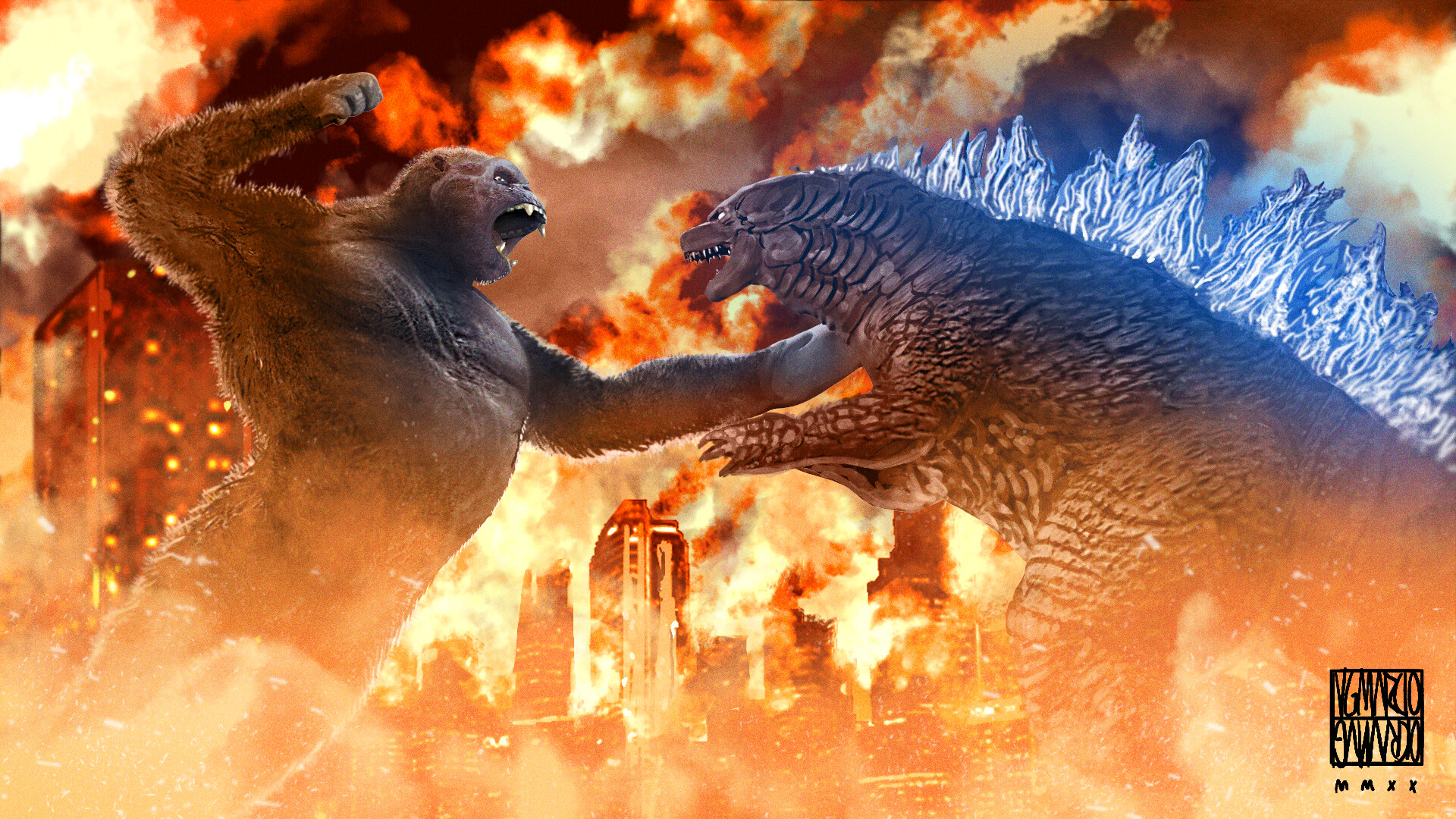 Godzilla Vs Kong King Characters Fan Poster Wallpapers