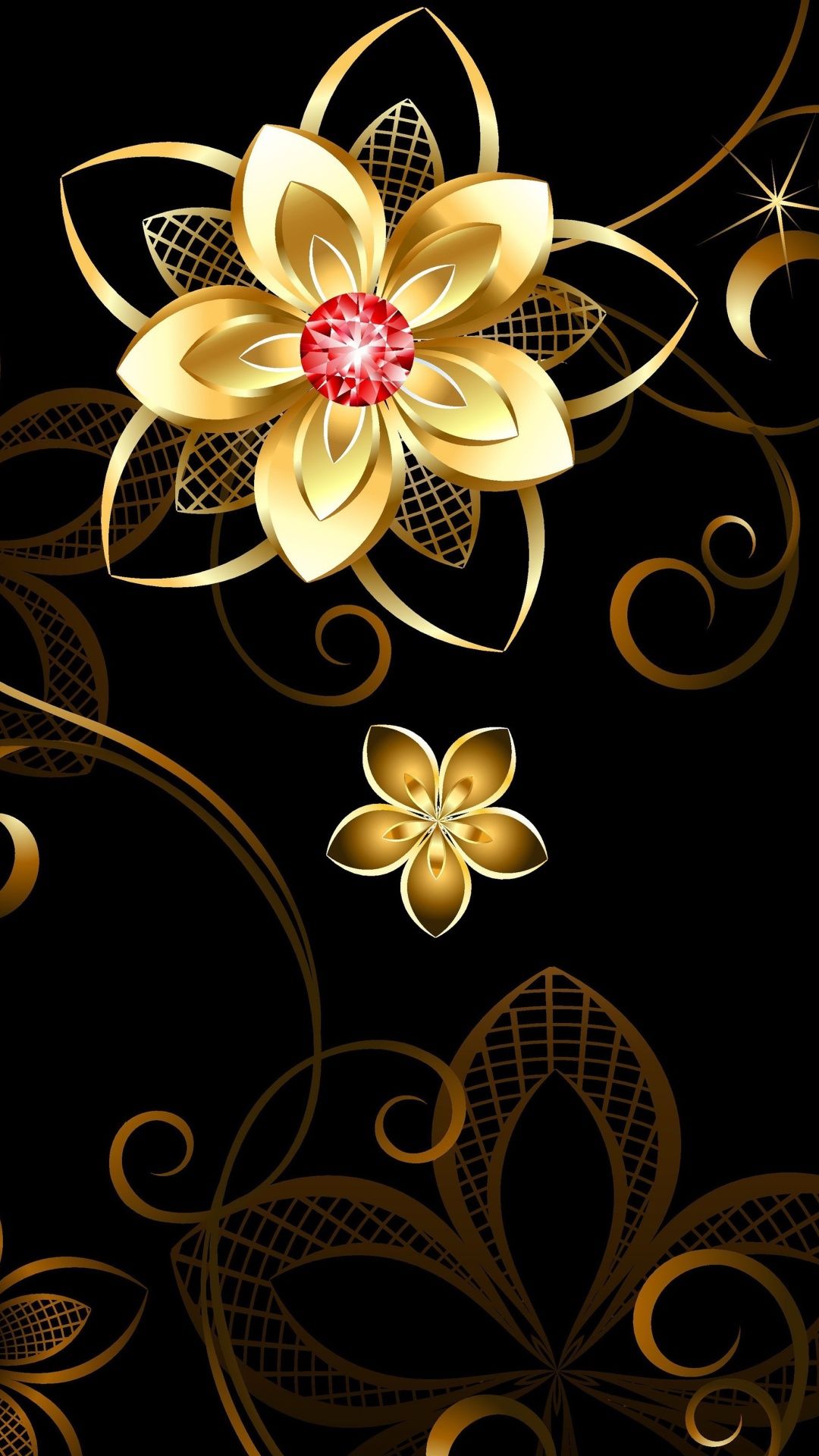 Gold Flowers Wallpapers