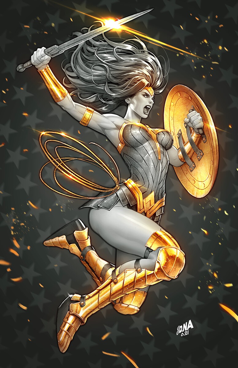 Gold Wonder Woman With Lasso Of Truth Art Wallpapers