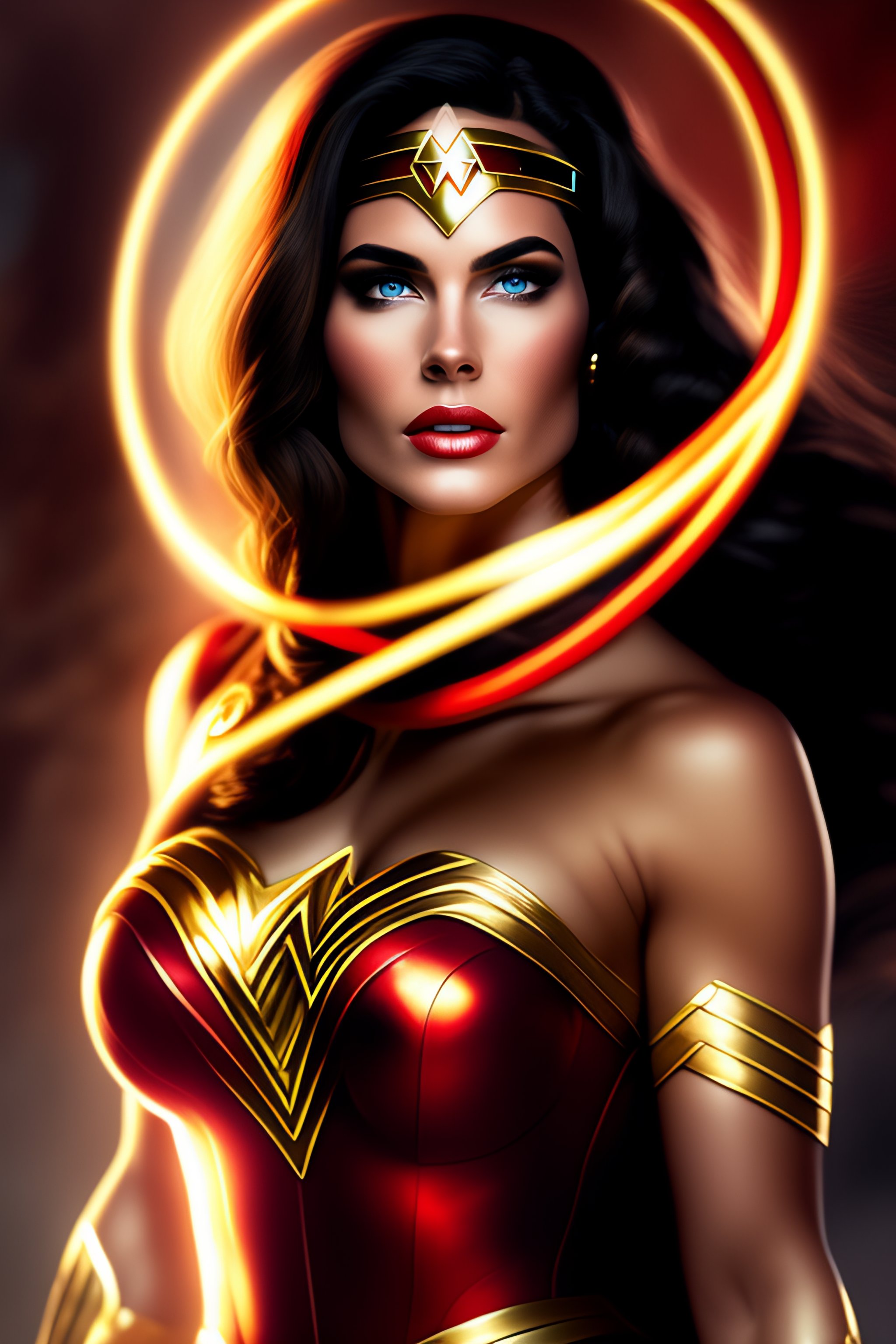 Gold Wonder Woman With Lasso Of Truth Art Wallpapers