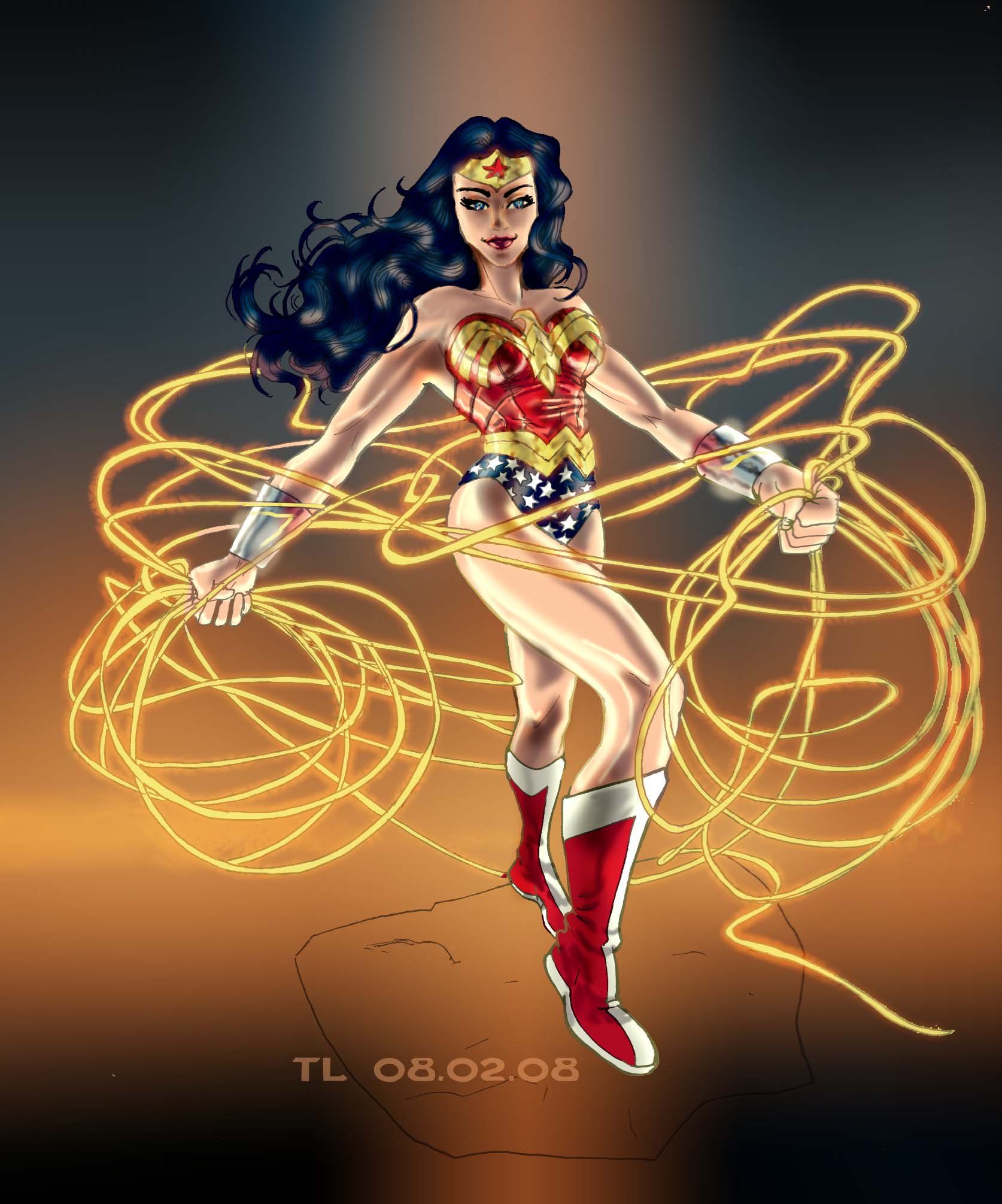 Gold Wonder Woman With Lasso Of Truth Art Wallpapers