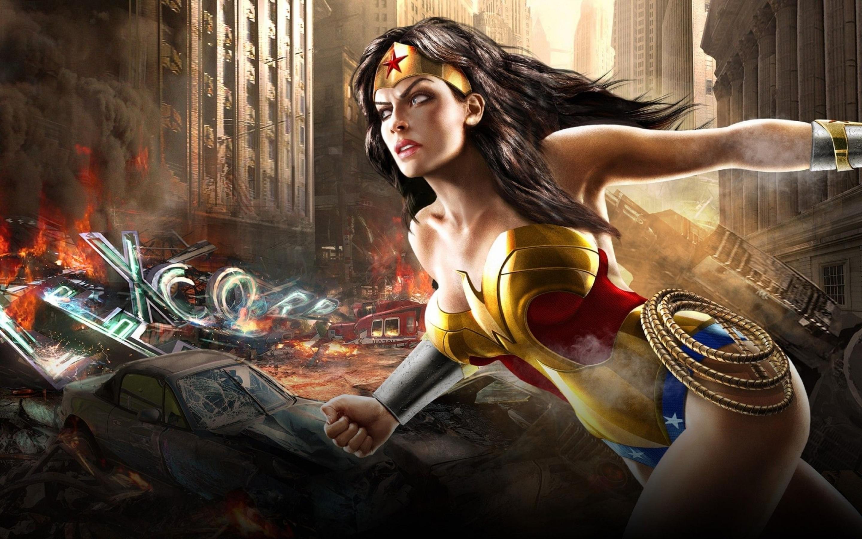 Gold Wonder Woman With Lasso Of Truth Art Wallpapers