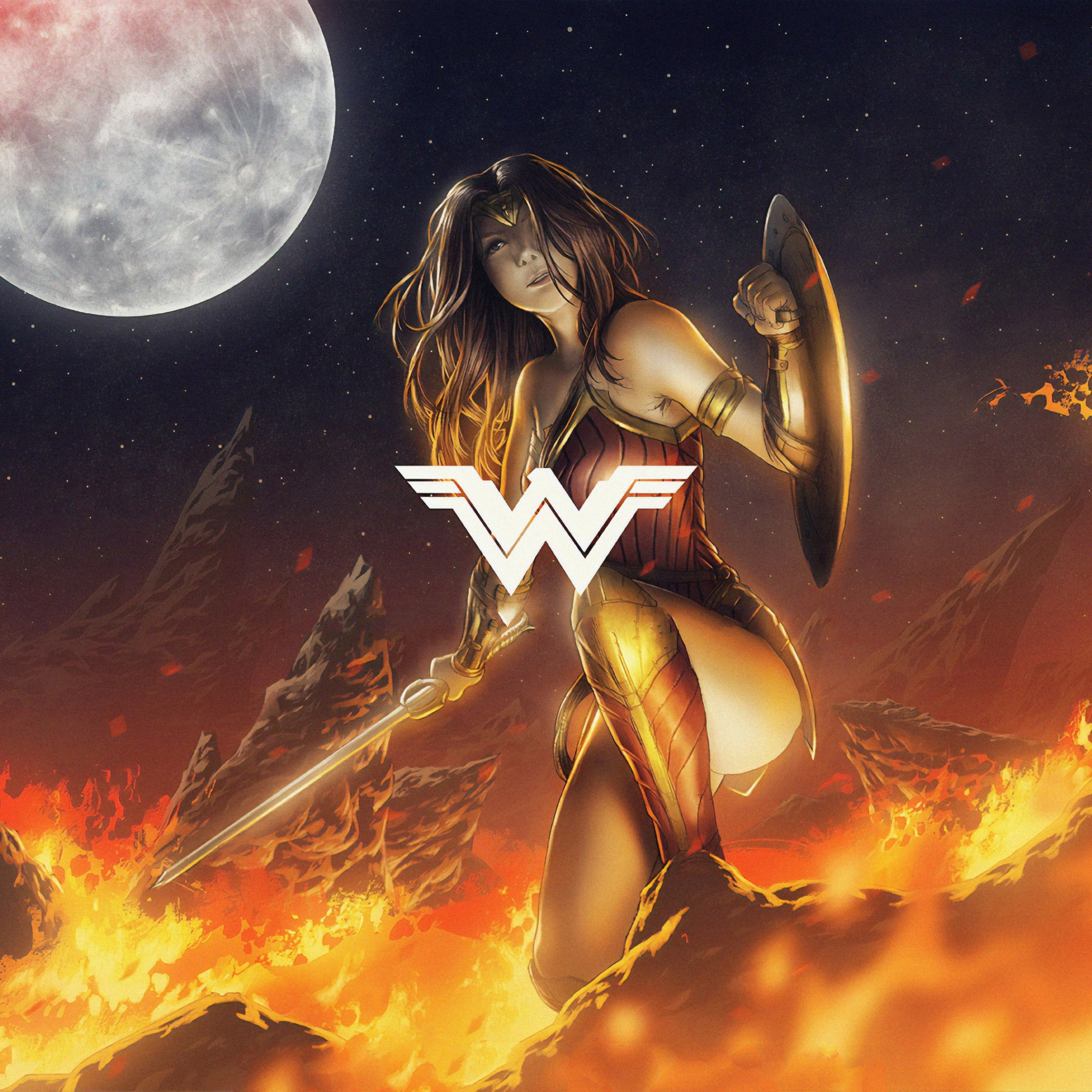 Gold Wonder Woman With Lasso Of Truth Art Wallpapers