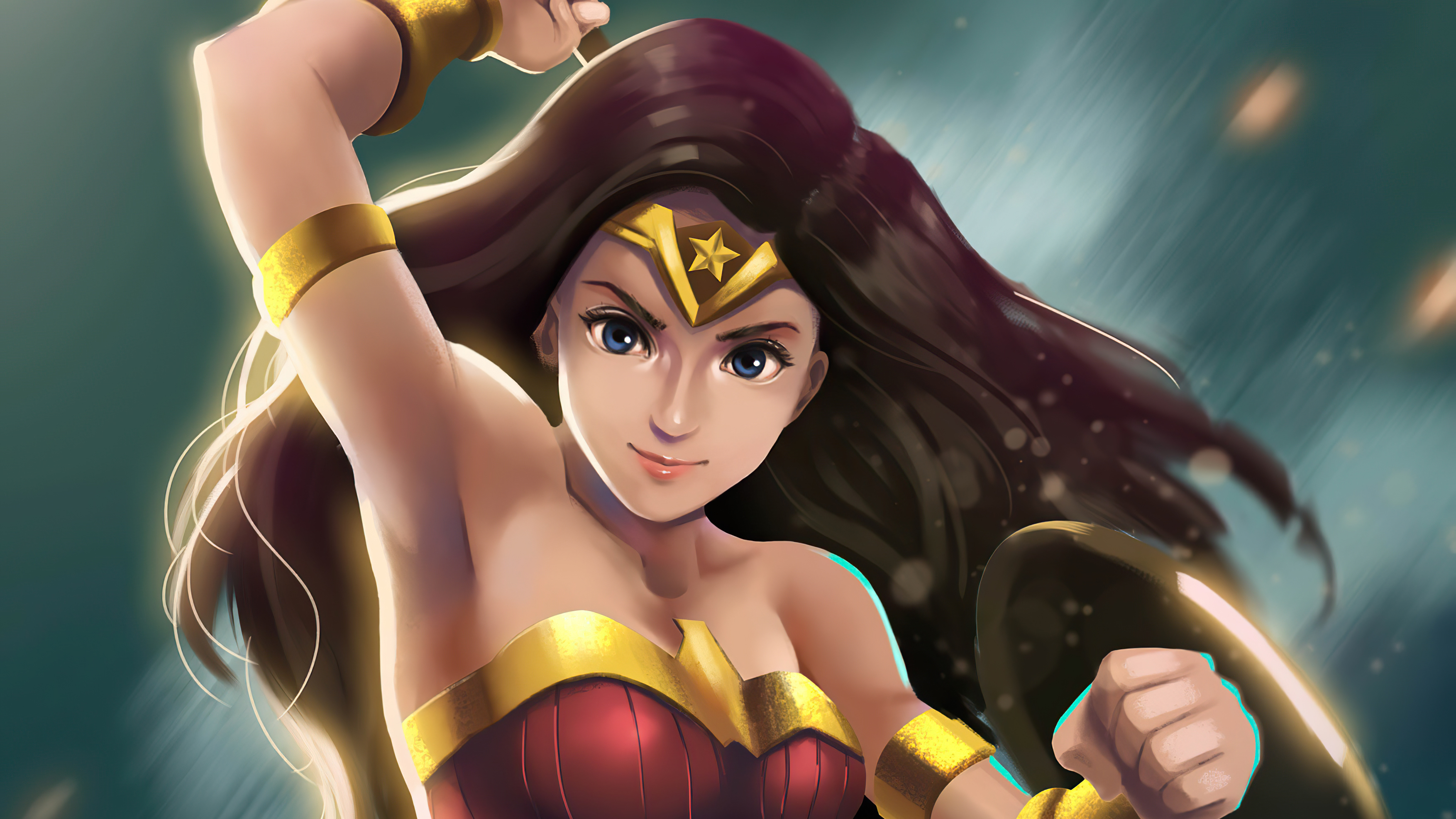 Gold Wonder Woman With Lasso Of Truth Art Wallpapers