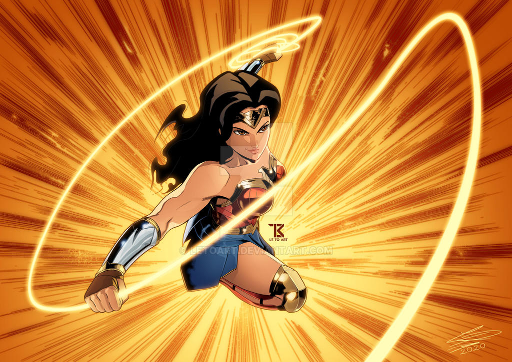 Gold Wonder Woman With Lasso Of Truth Art Wallpapers