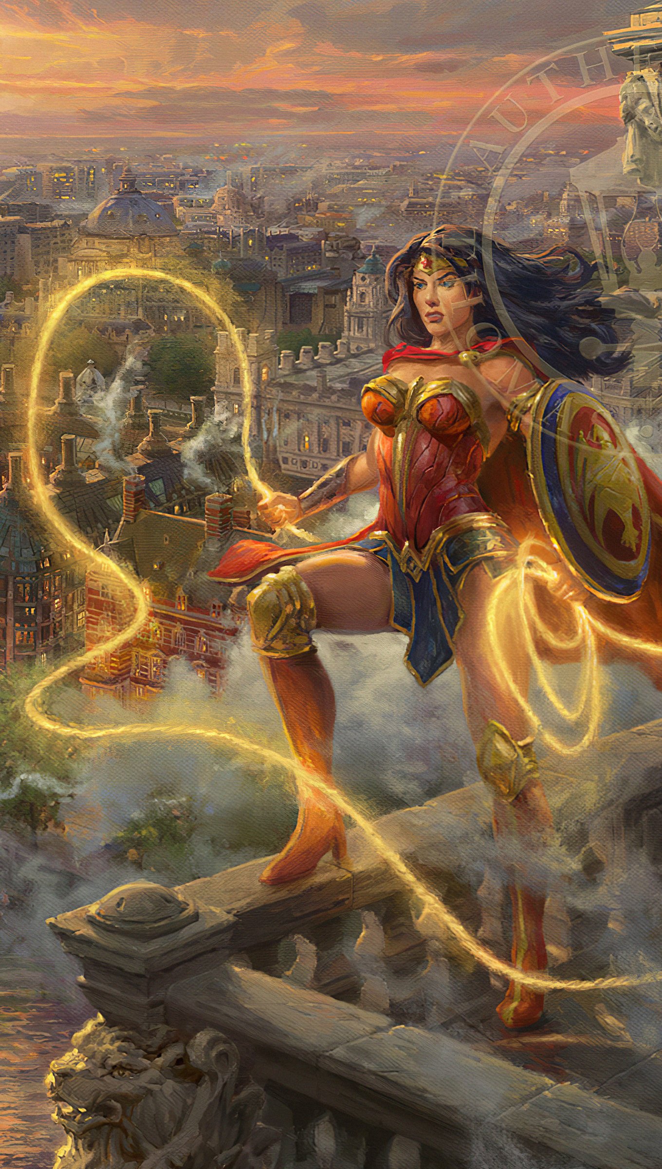 Gold Wonder Woman With Lasso Of Truth Art Wallpapers