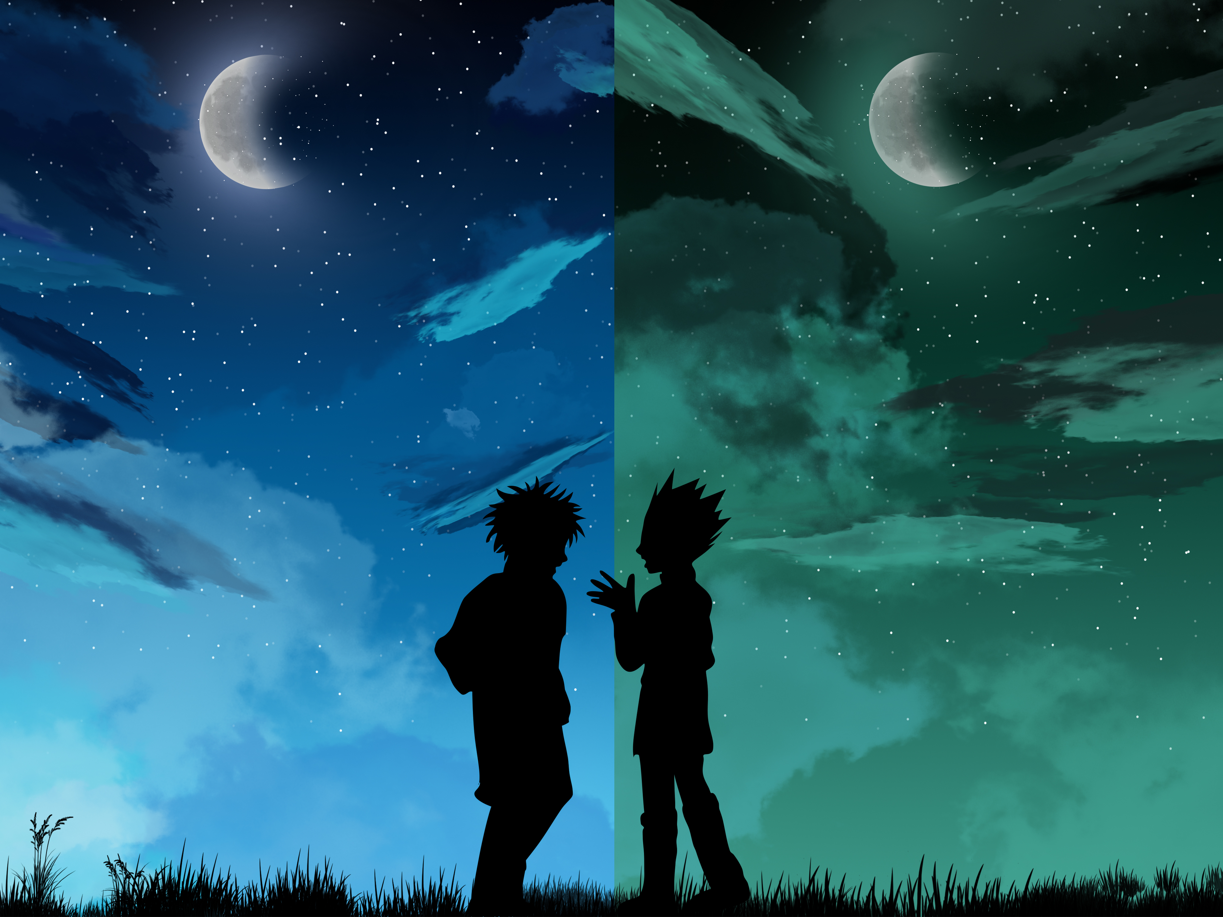 Gon And Killua Walking At A Beautiful Sunset Wallpapers