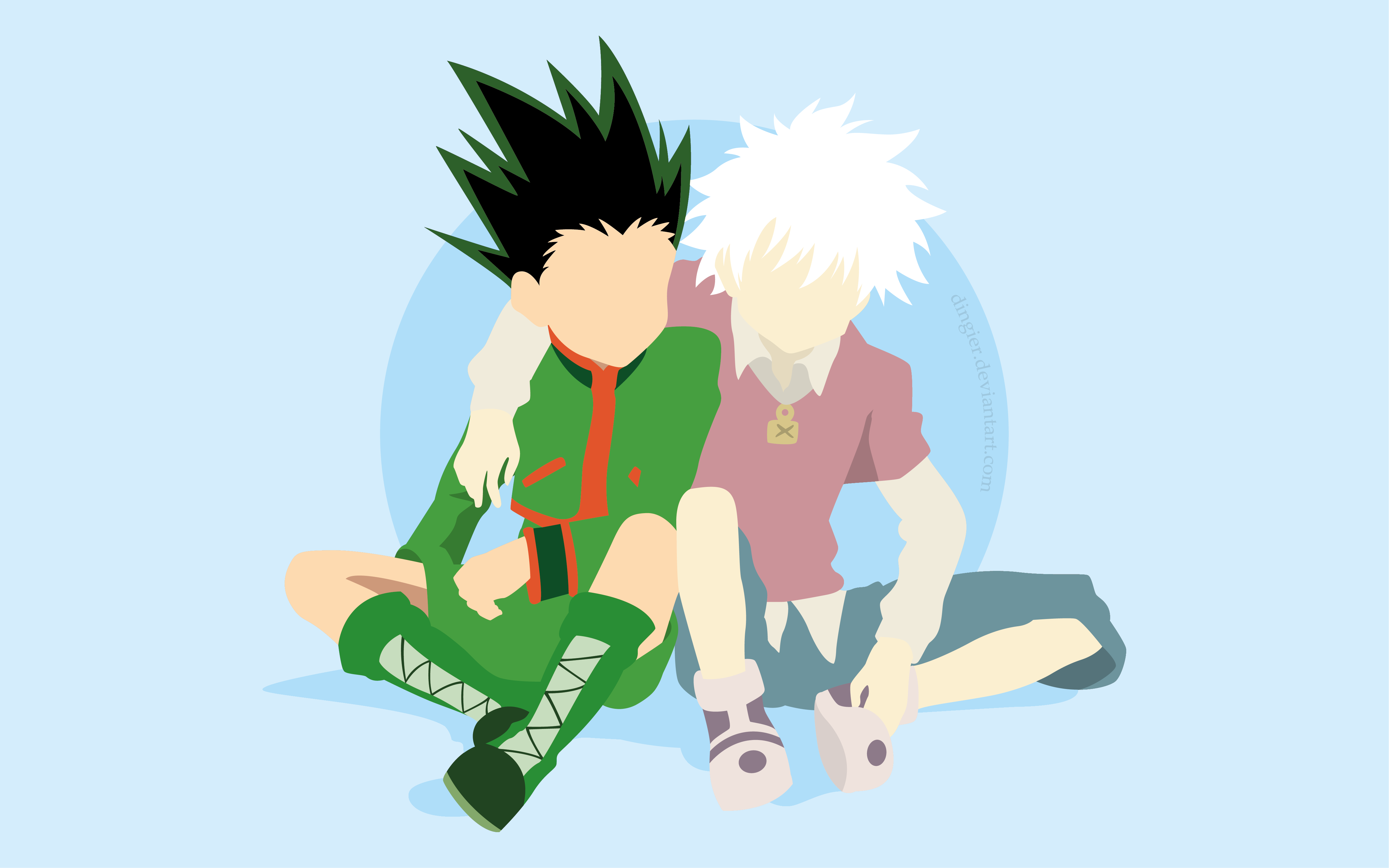 Gon And Killua Walking At A Beautiful Sunset Wallpapers