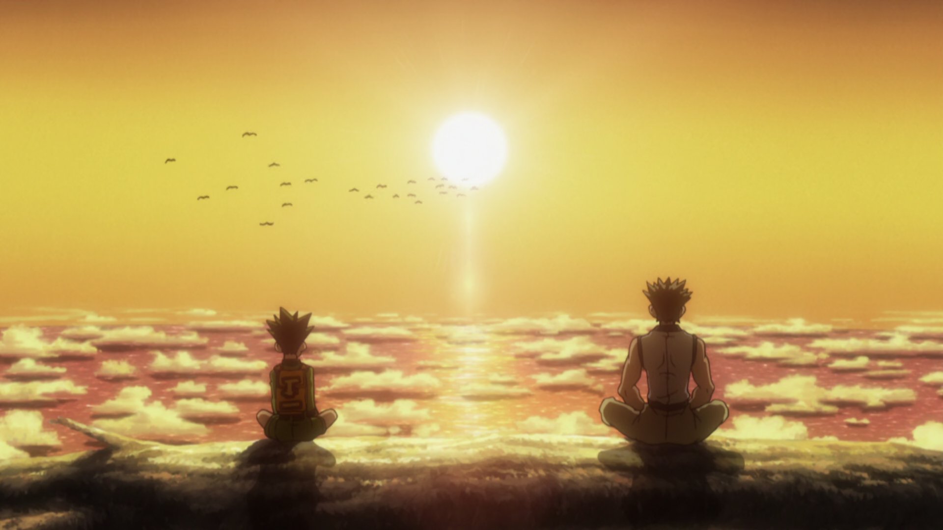 Gon And Killua Walking At A Beautiful Sunset Wallpapers