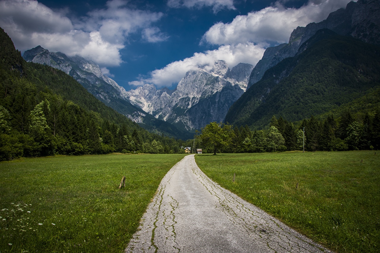 Grass Covered Mountain Road Wallpapers