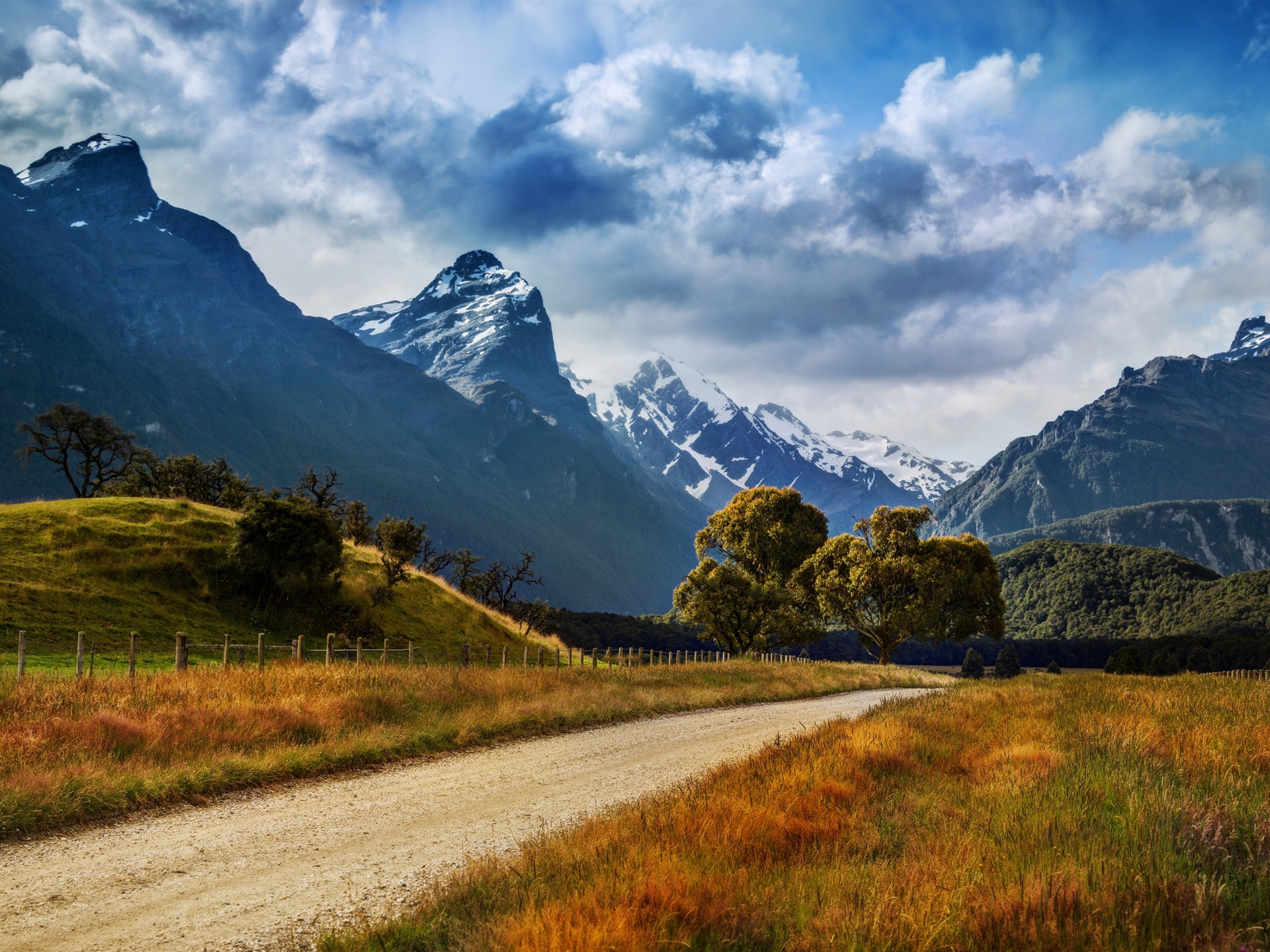 Grass Covered Mountain Road Wallpapers