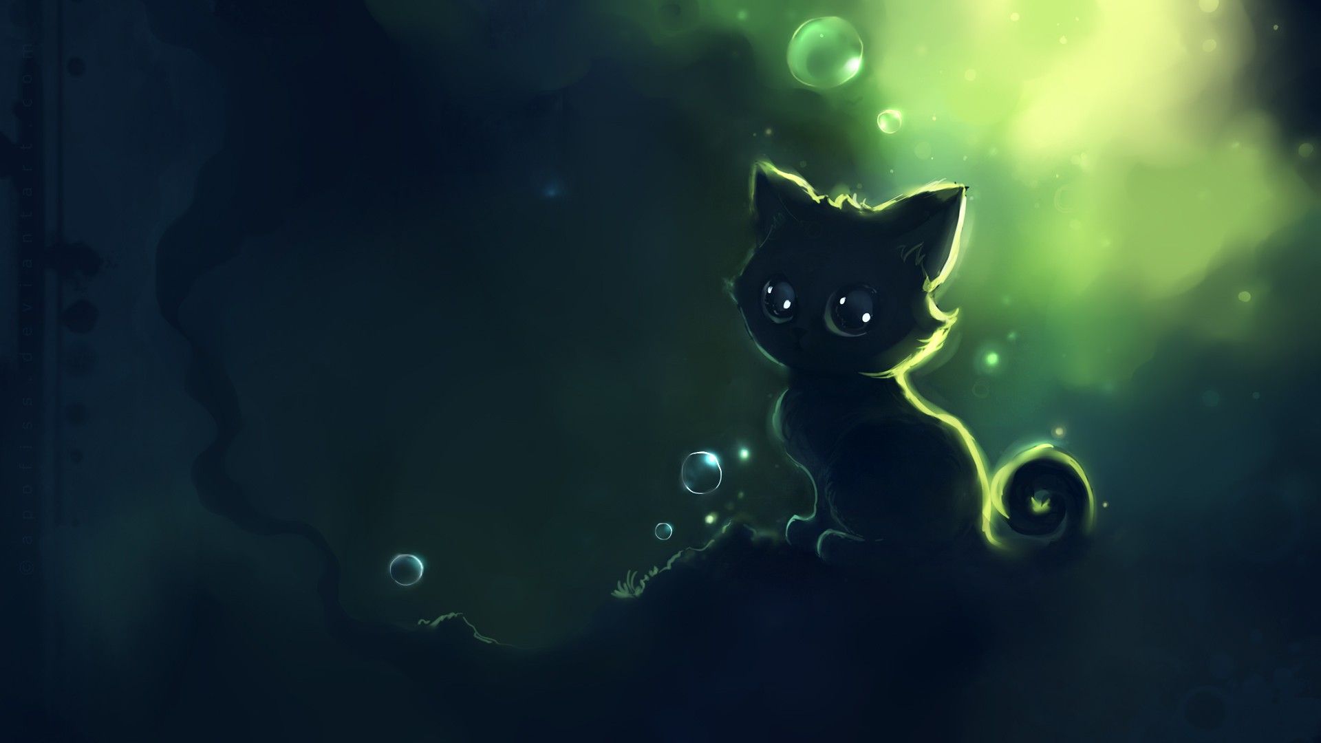 Green Cat Art Wallpapers