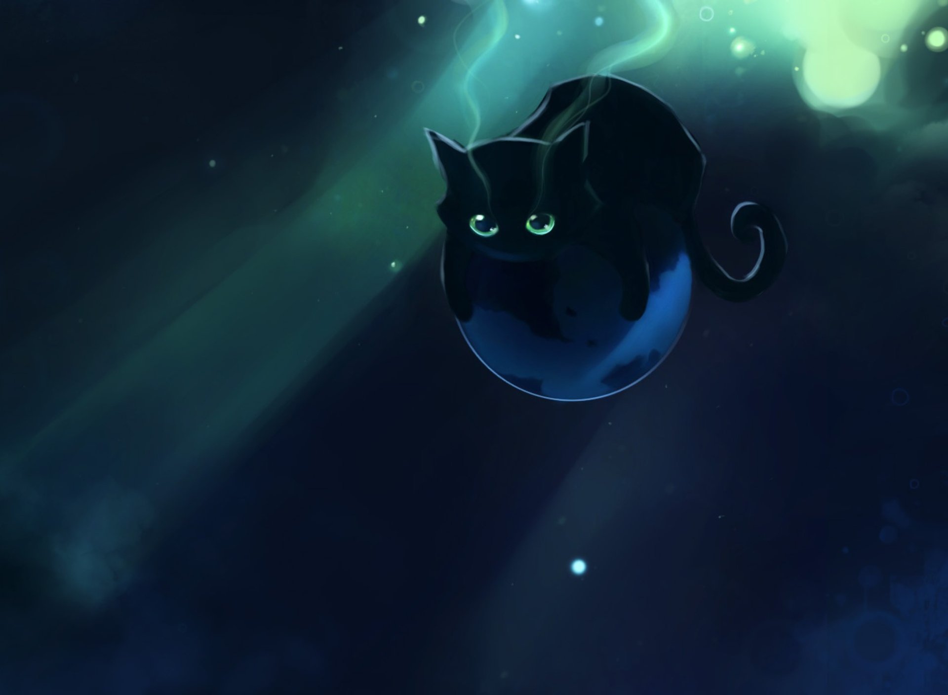 Green Cat Art Wallpapers