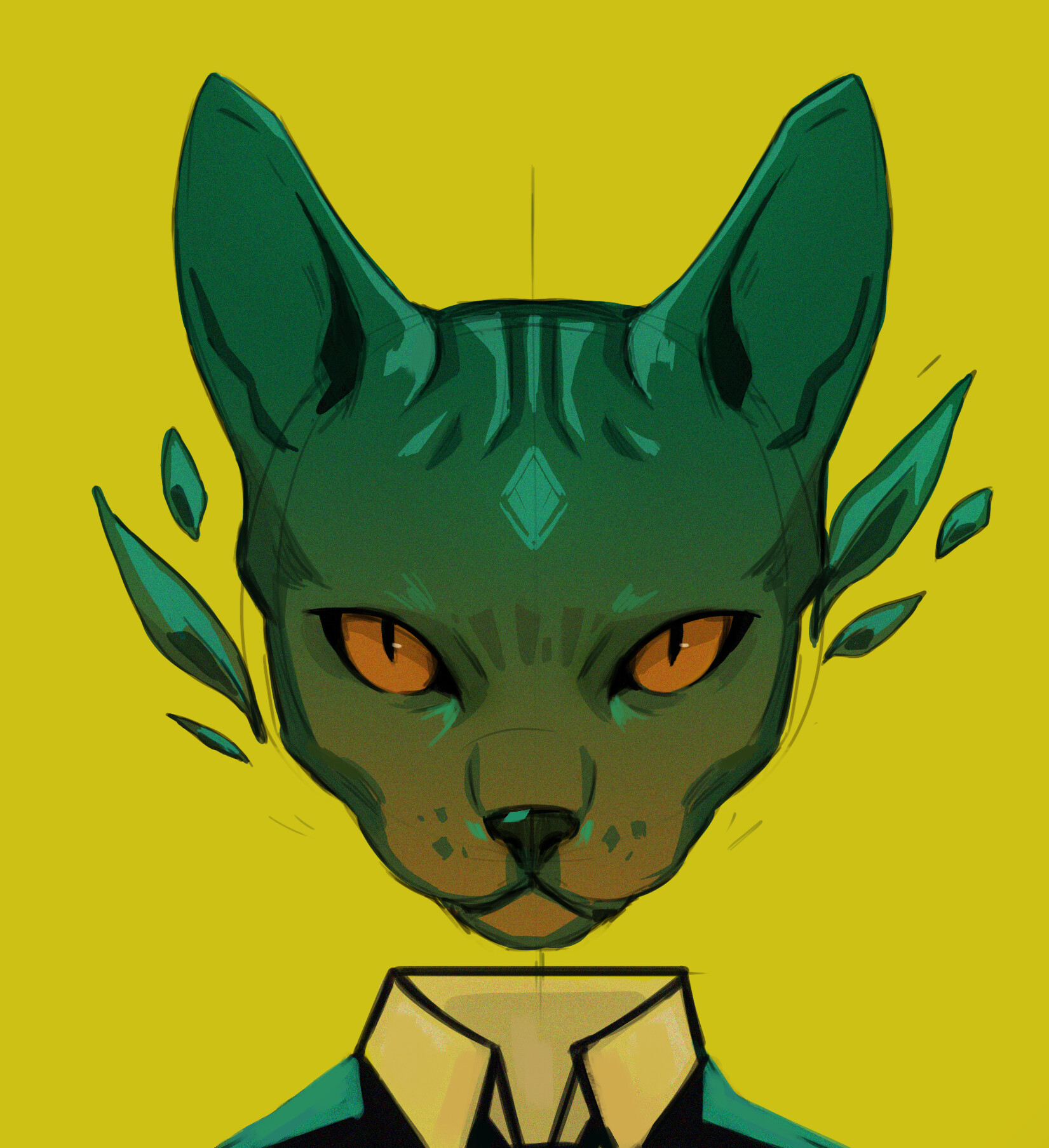 Green Cat Art Wallpapers