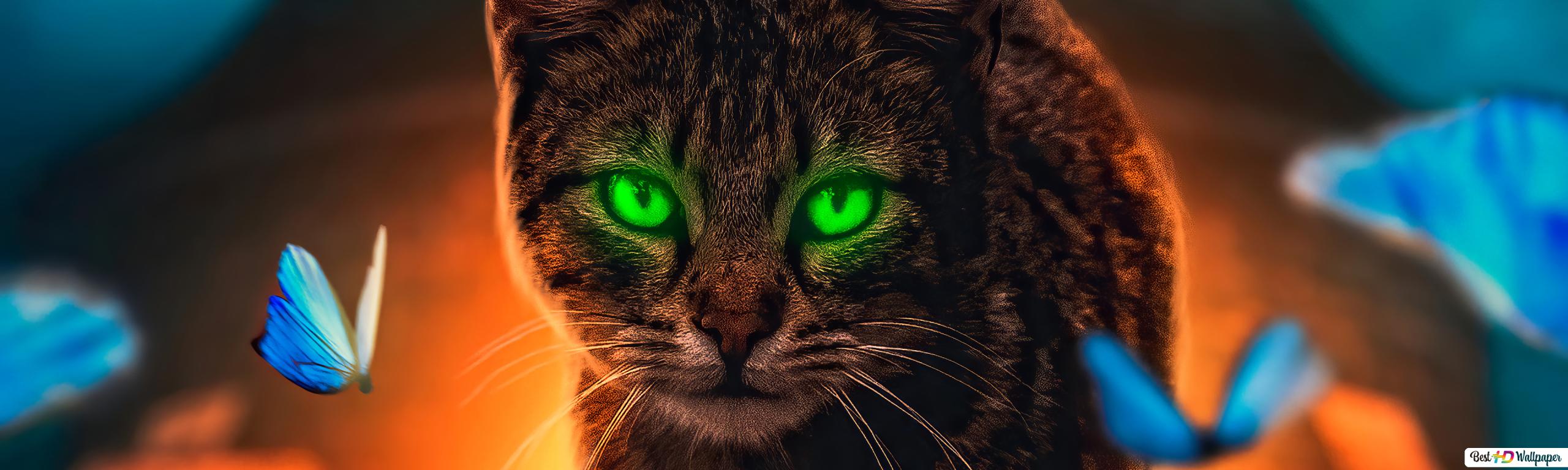 Green Cat Art Wallpapers