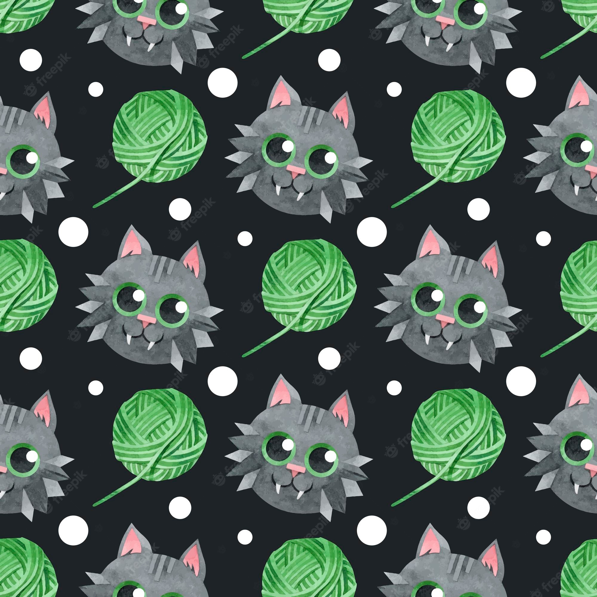 Green Cat Art Wallpapers
