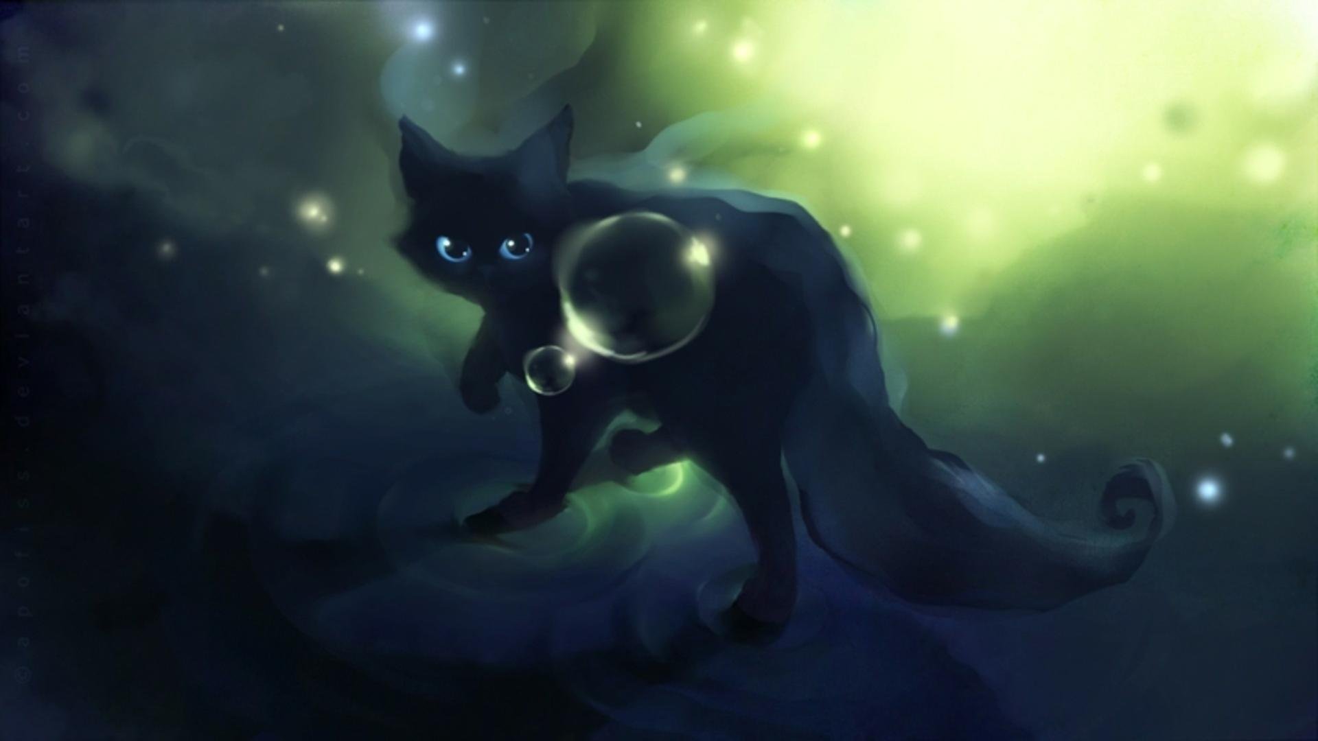 Green Cat Art Wallpapers