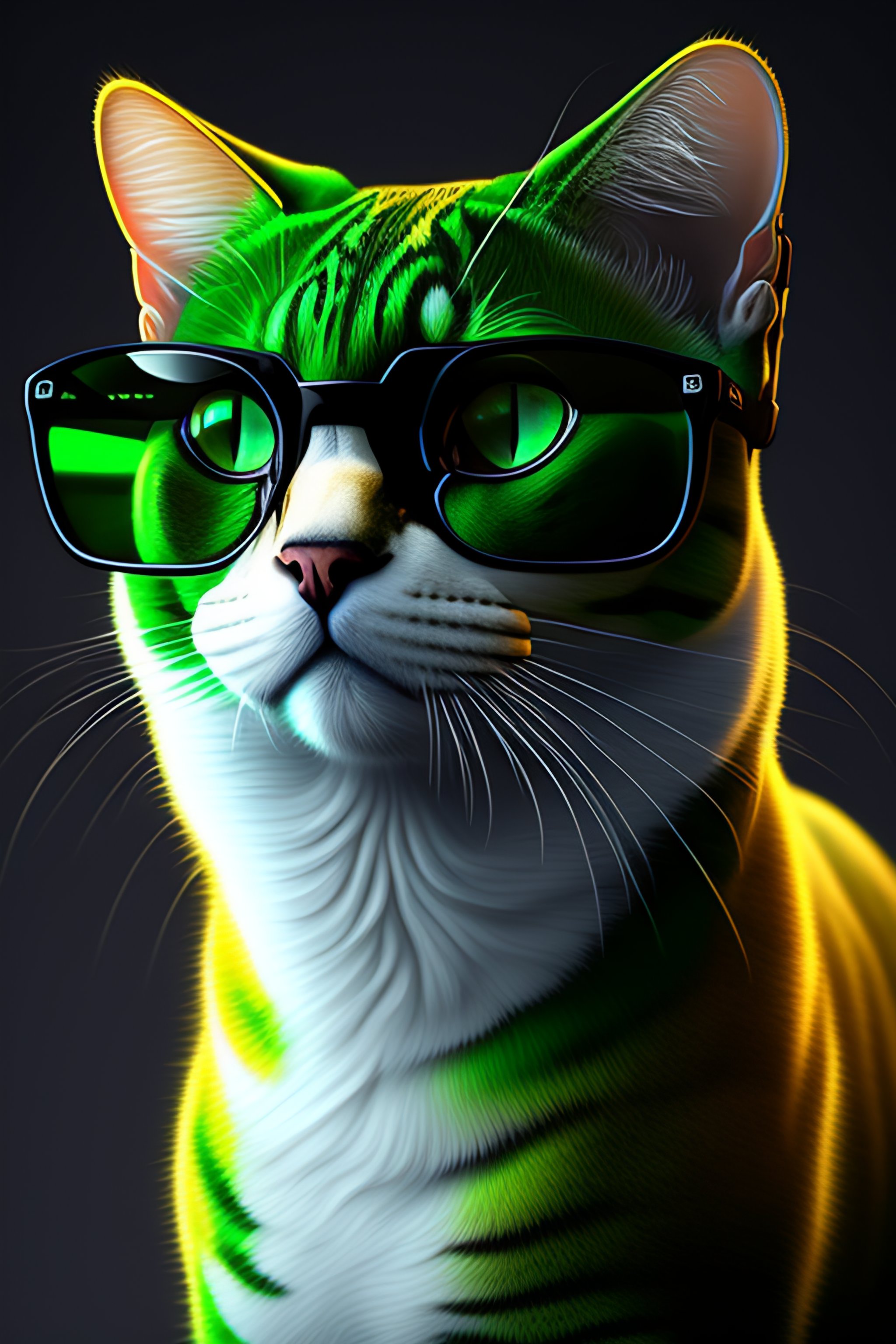 Green Cat Art Wallpapers