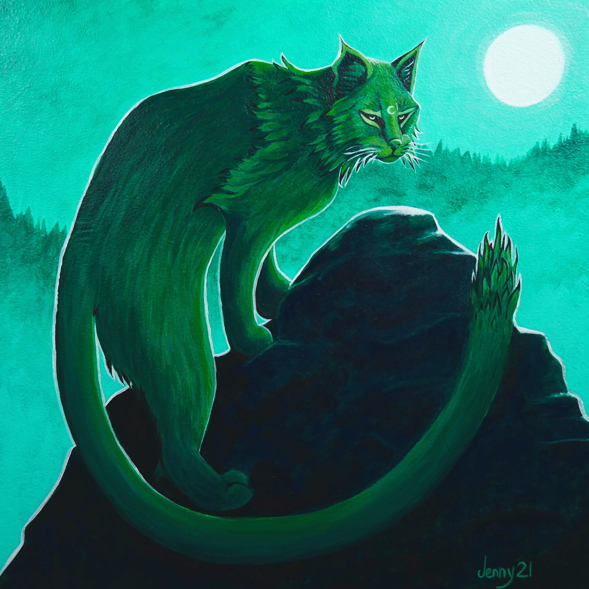 Green Cat Art Wallpapers