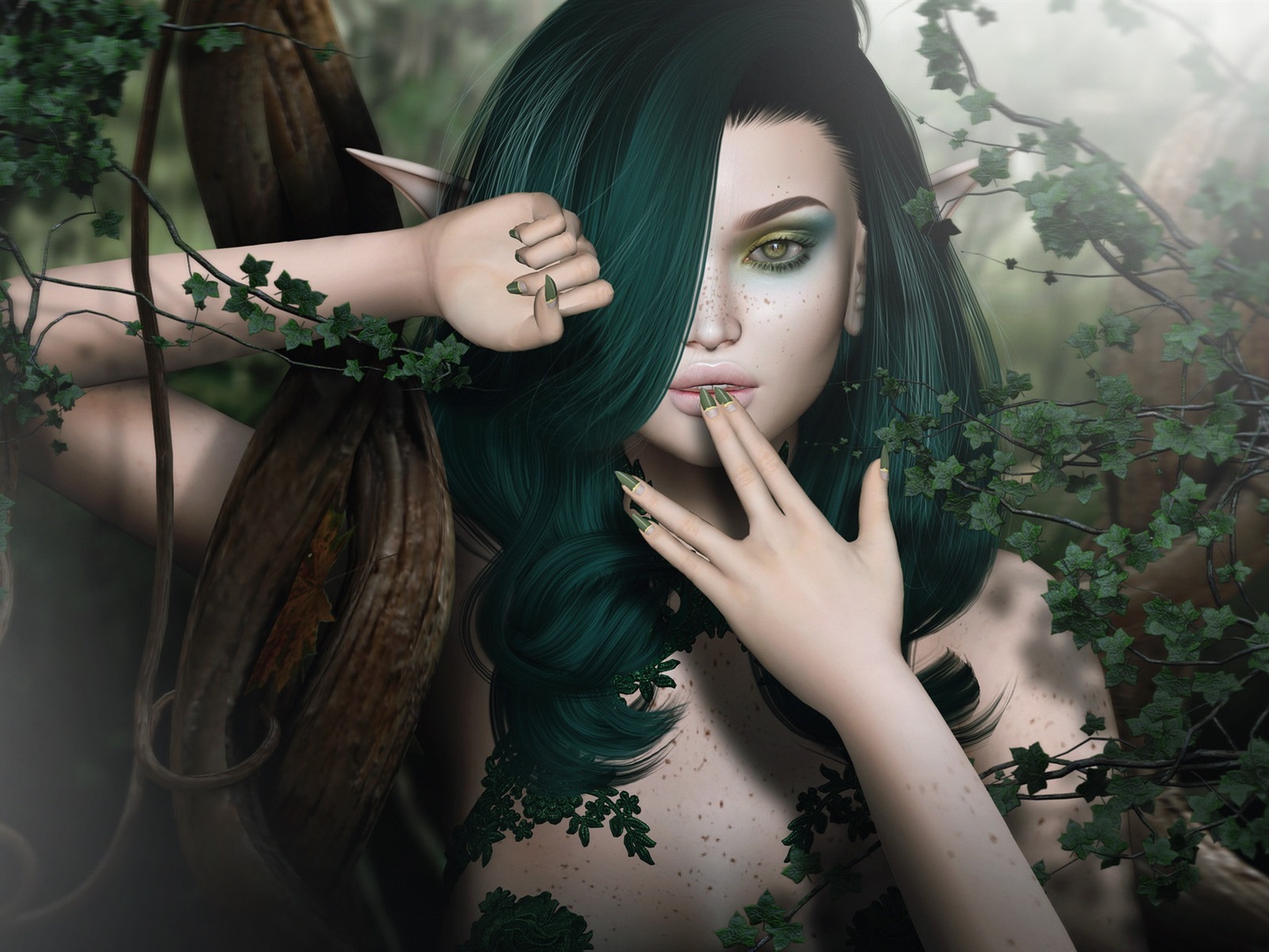 Green Hair Girl Wallpapers