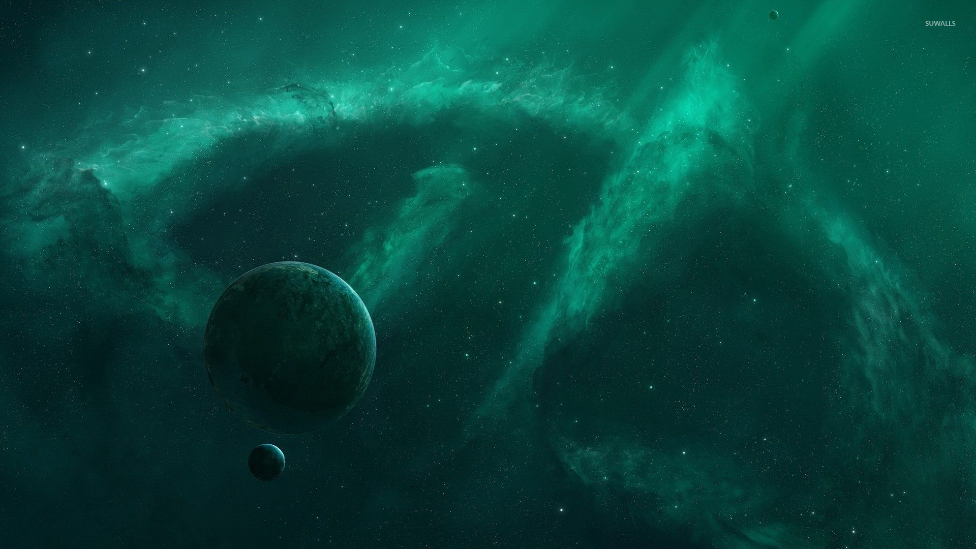 Green Planets In Space Wallpapers
