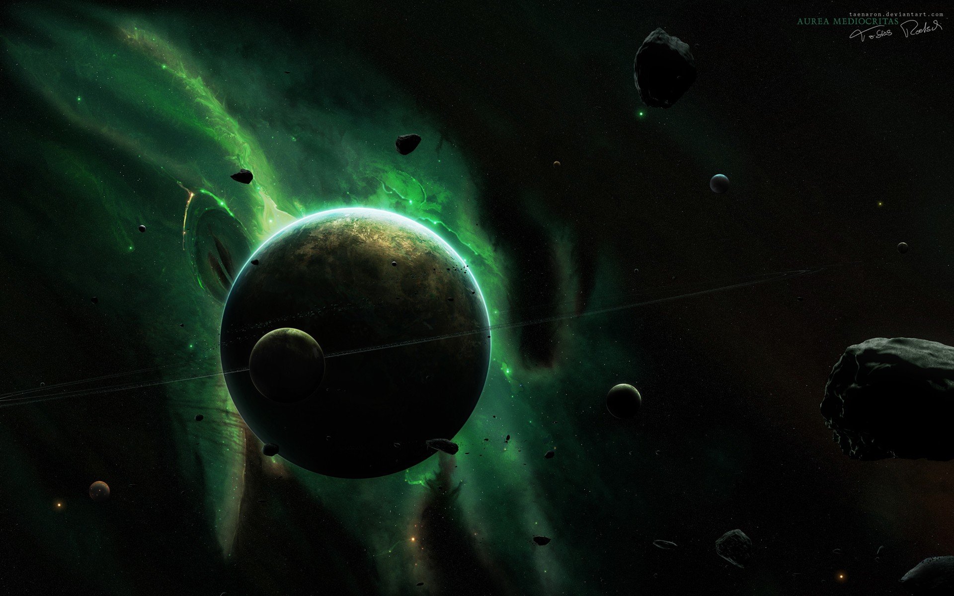 Green Planets In Space Wallpapers