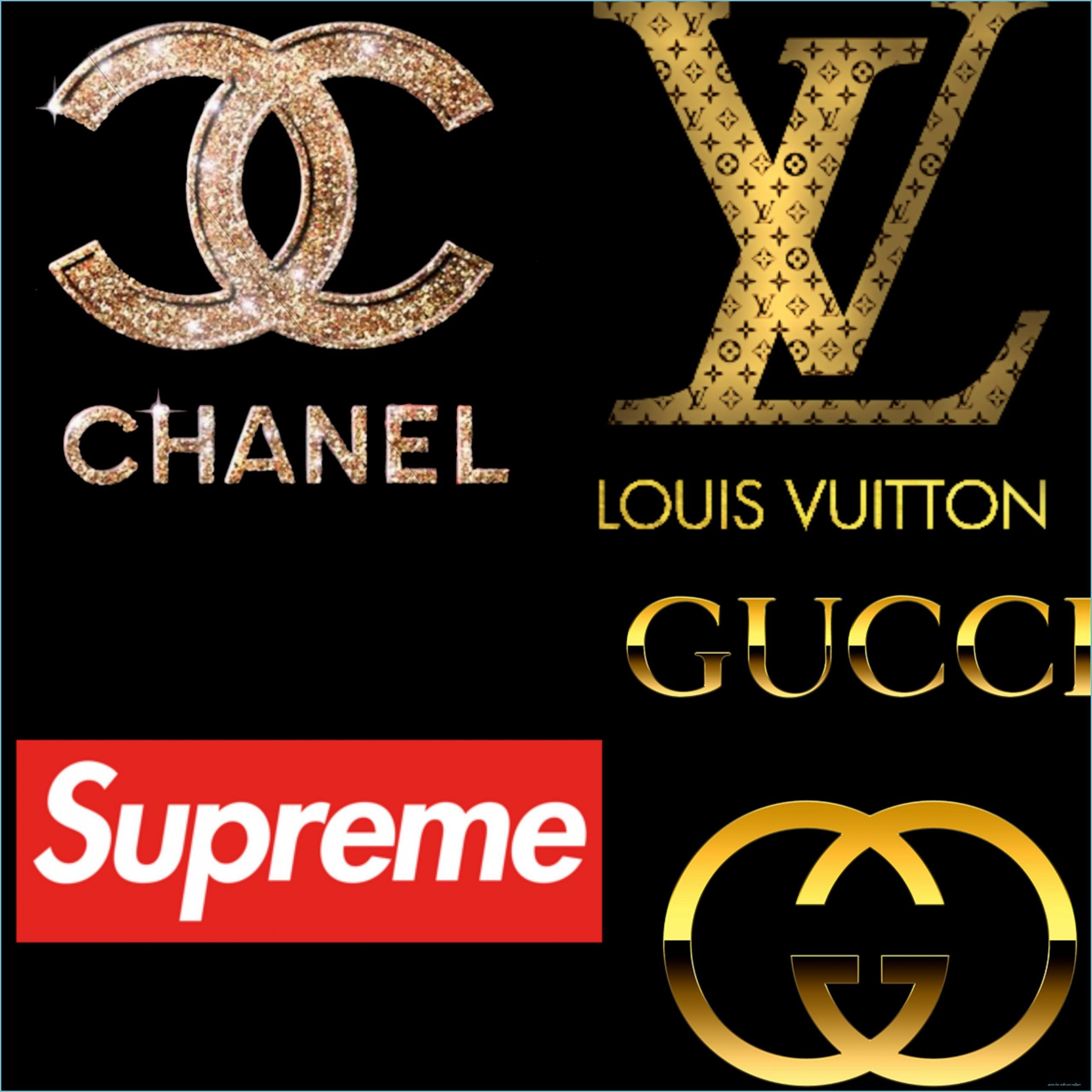 Download Golden Gucci Logo Over Supreme Logo Wallpaper