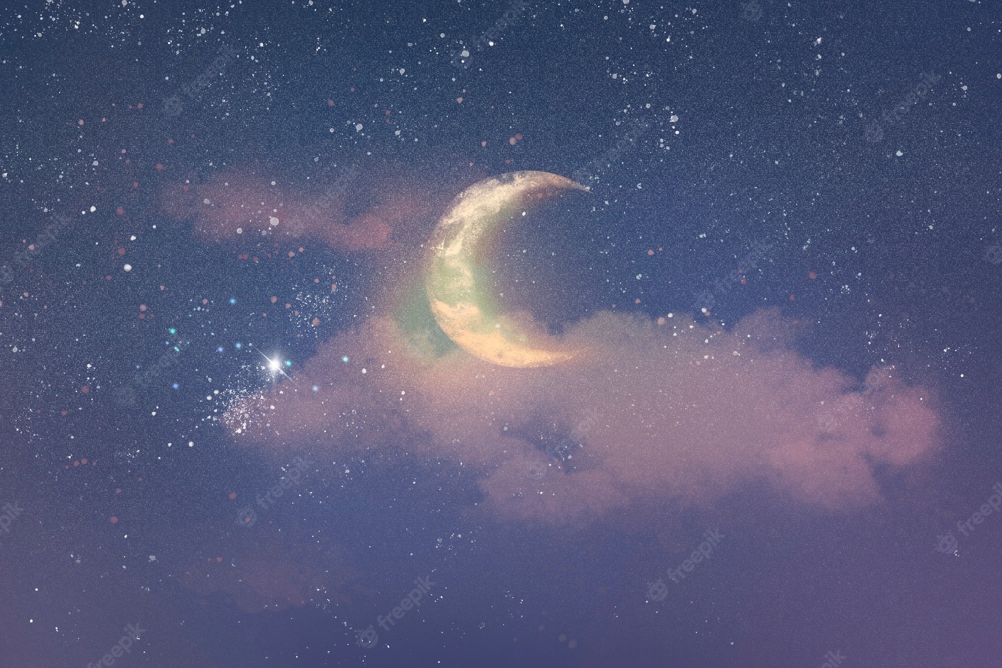 Half Moon Starry Night Wallpapers