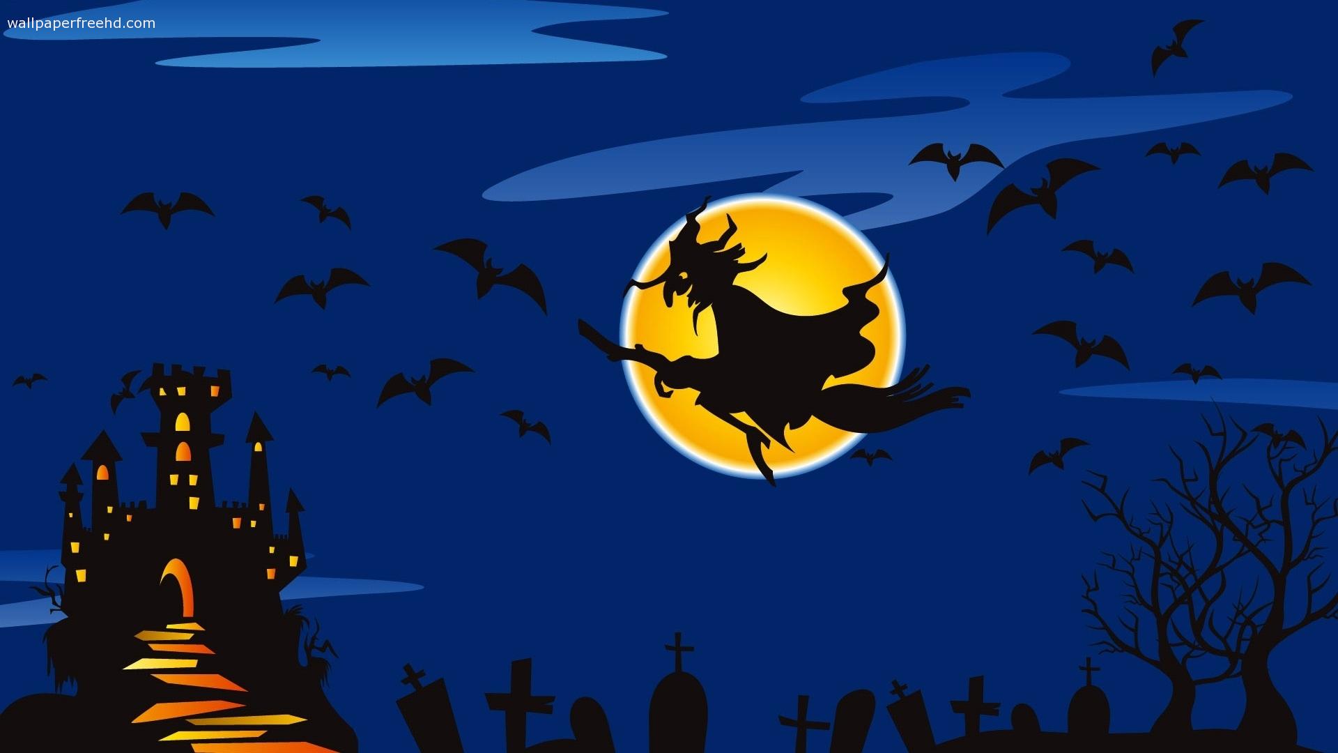 Halloween Witch On Broom Wallpapers