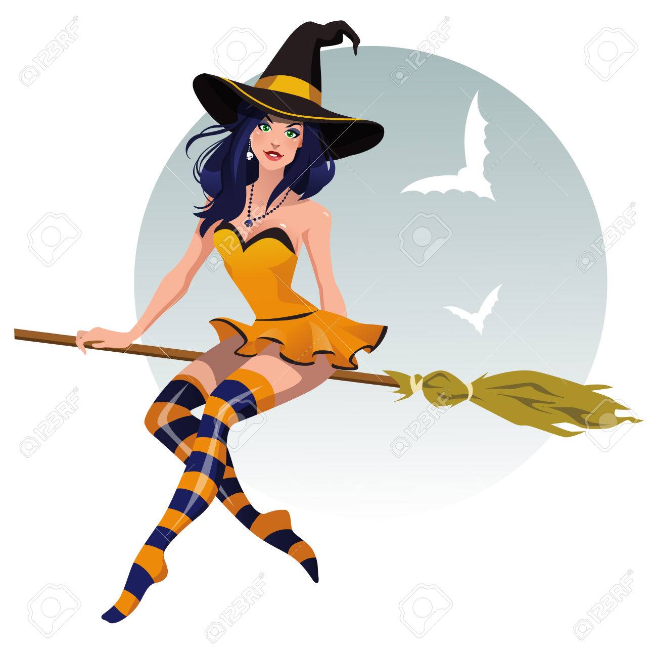 Halloween Witch On Broom Wallpapers